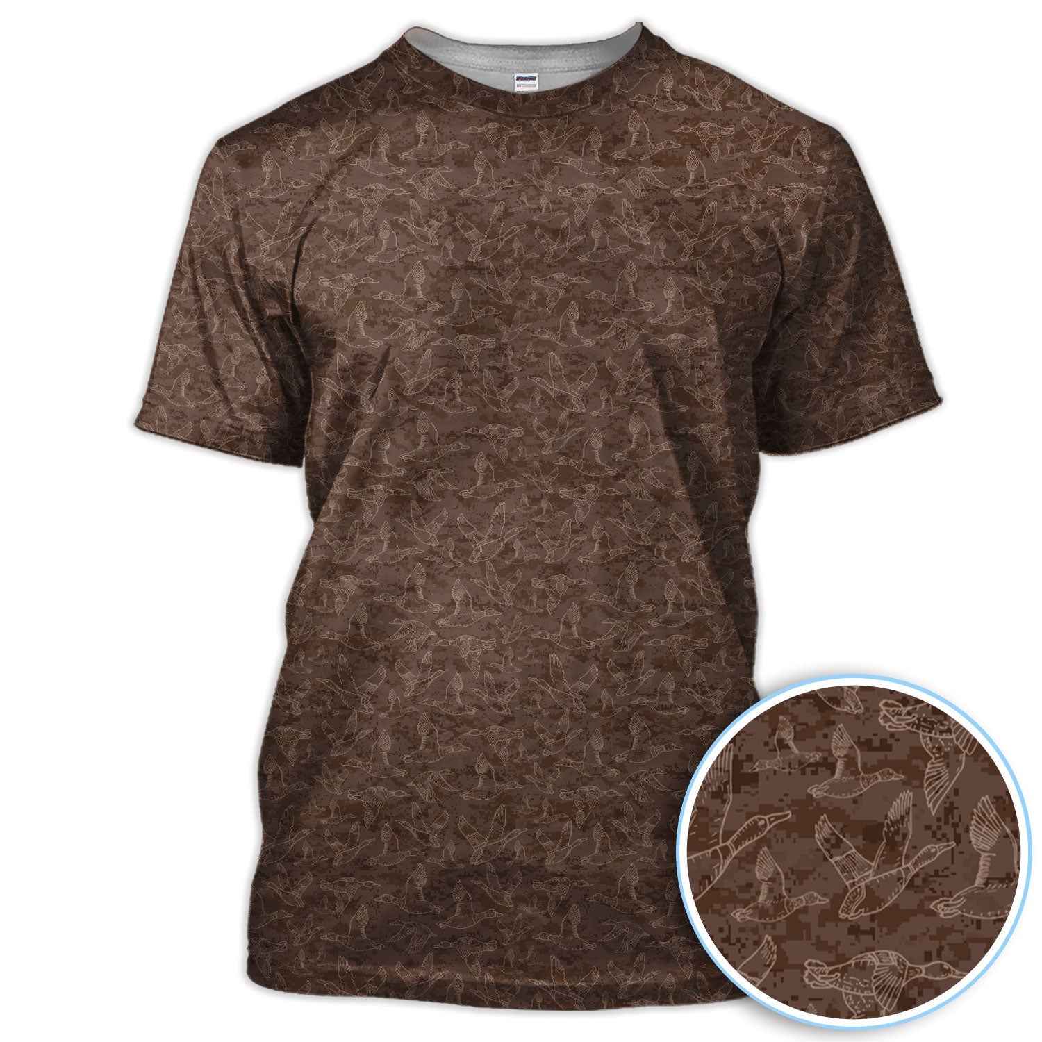 Funny Duck Pattern Golf Polos, Brown Camouflage Style Shirt For Men, Cool Outdoor Golf Shirt Gift For Golfers