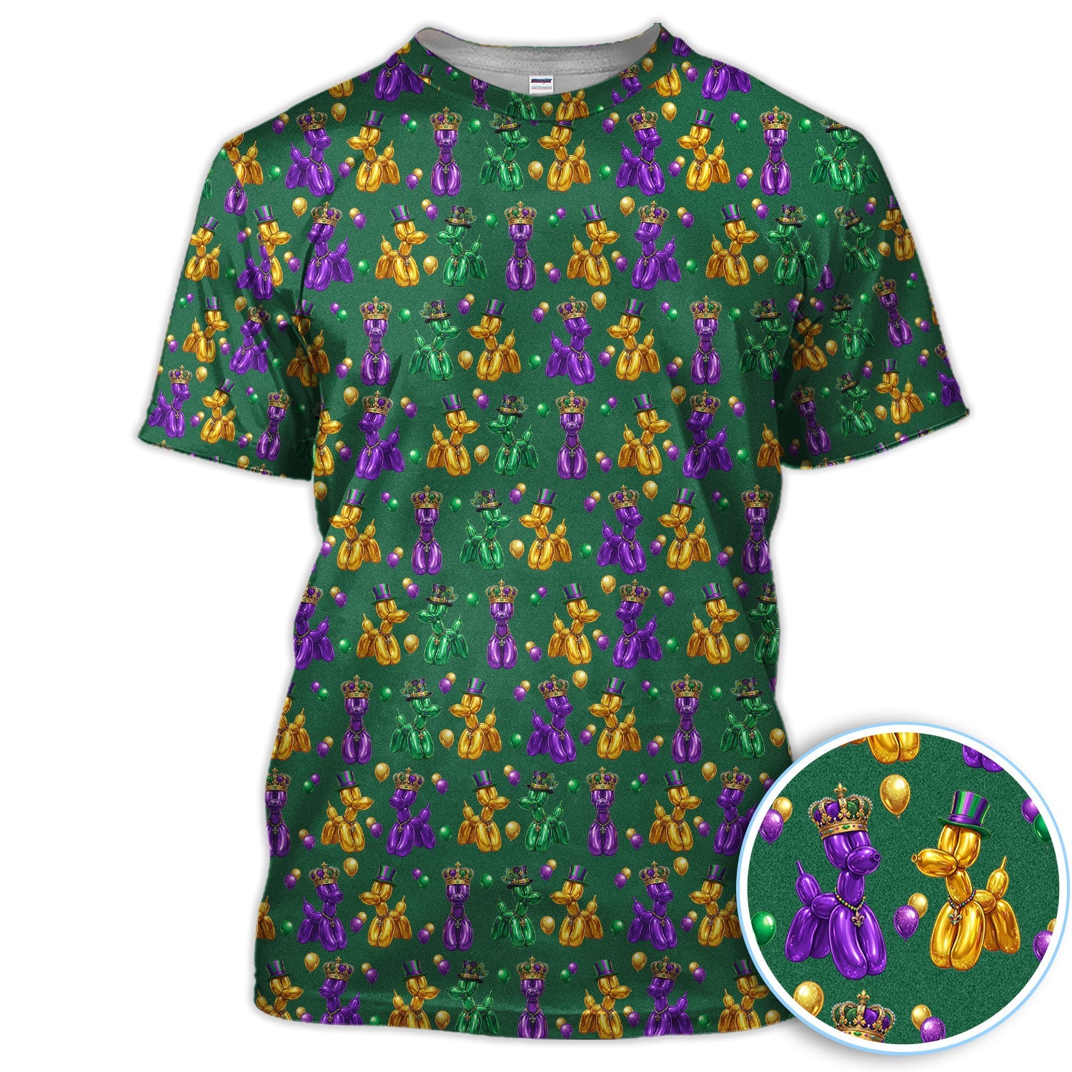Mardi Gras Bead Dogs Golf Polos For Golfer, Festival Pattern Golf Shirt, Golf Gift For Men