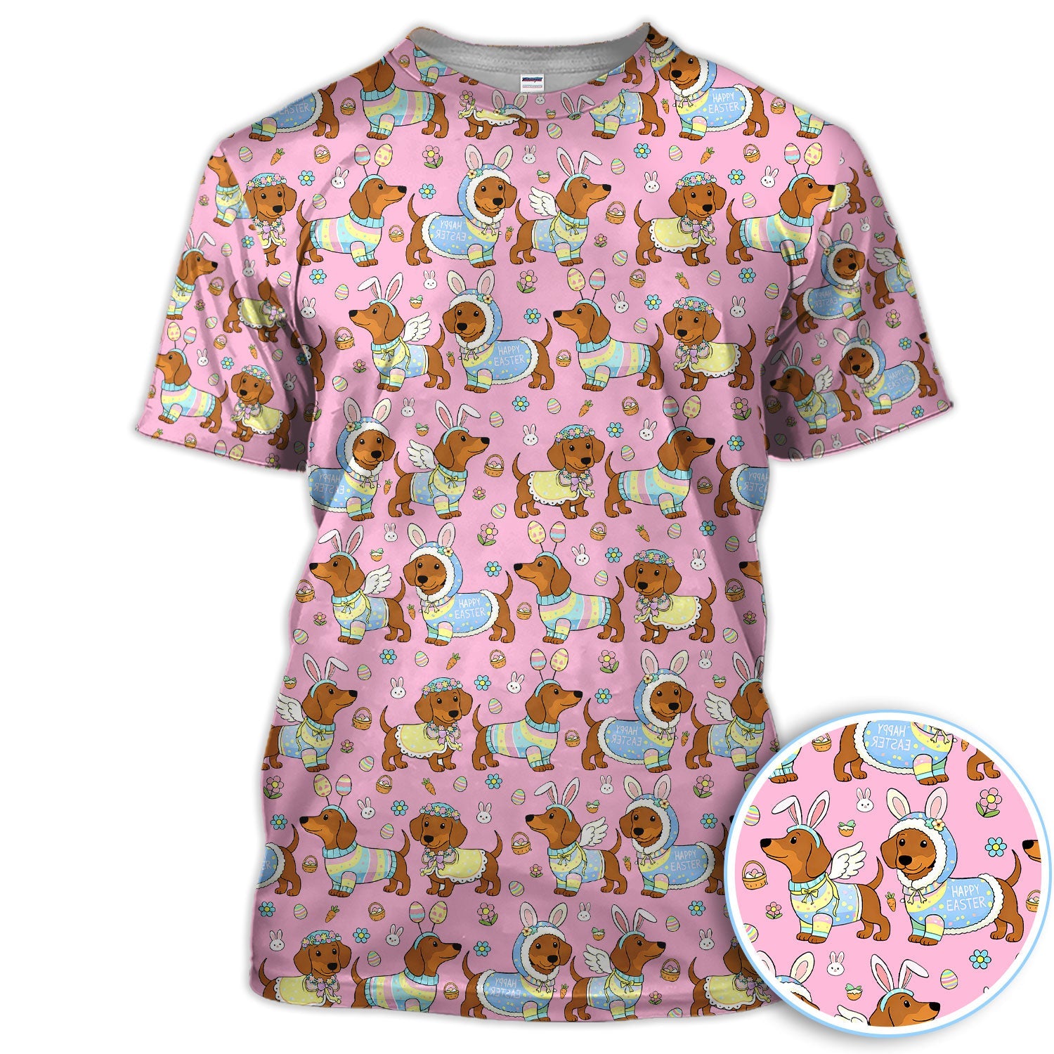 Dachshund Happy Easter Golf Polos, Easter Wiener Dog Pattern Golf Shirt, Golf Gift For Women