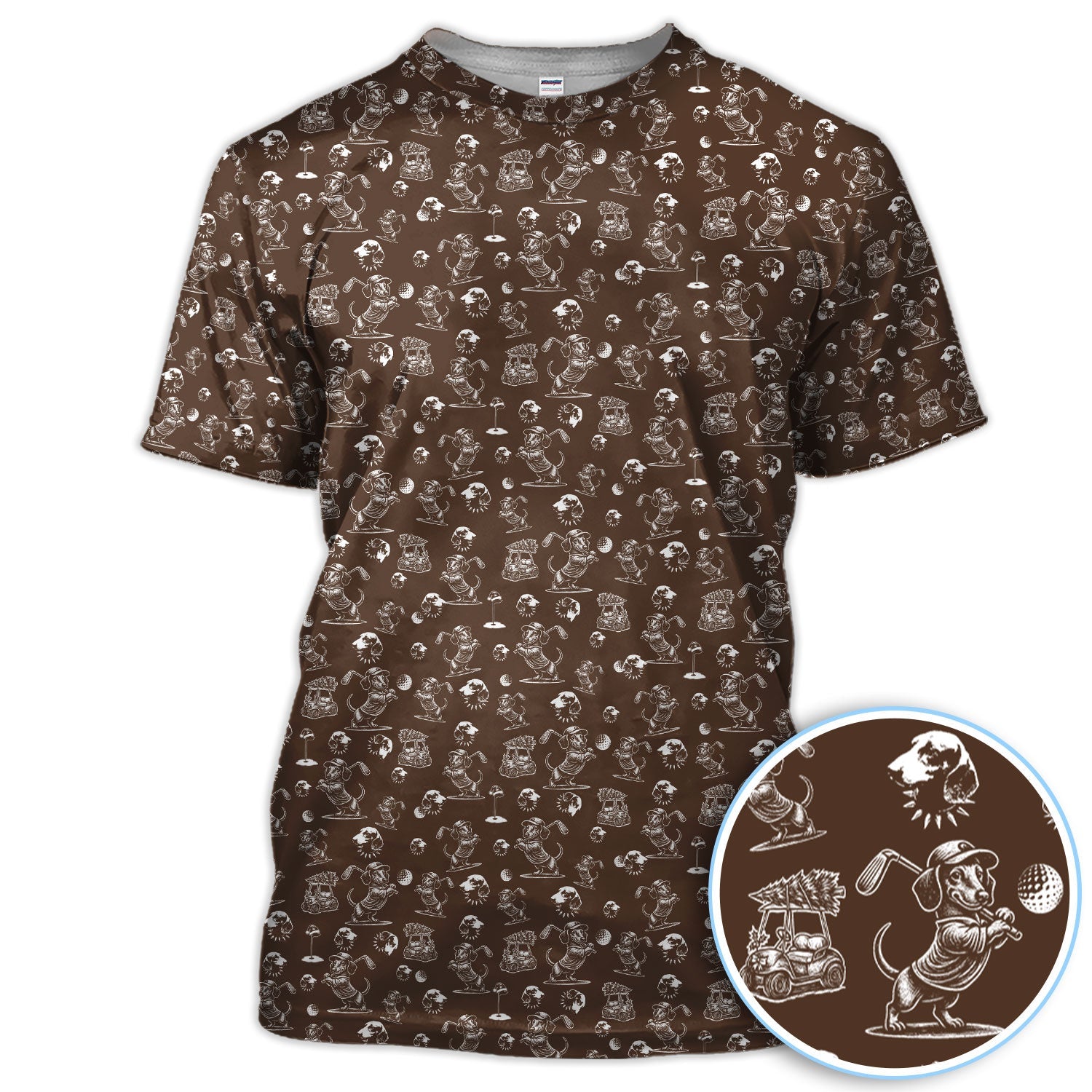Dachshund Pattern Golf Shirt for Men, Funny Golf Polos, Golf Gift For Men