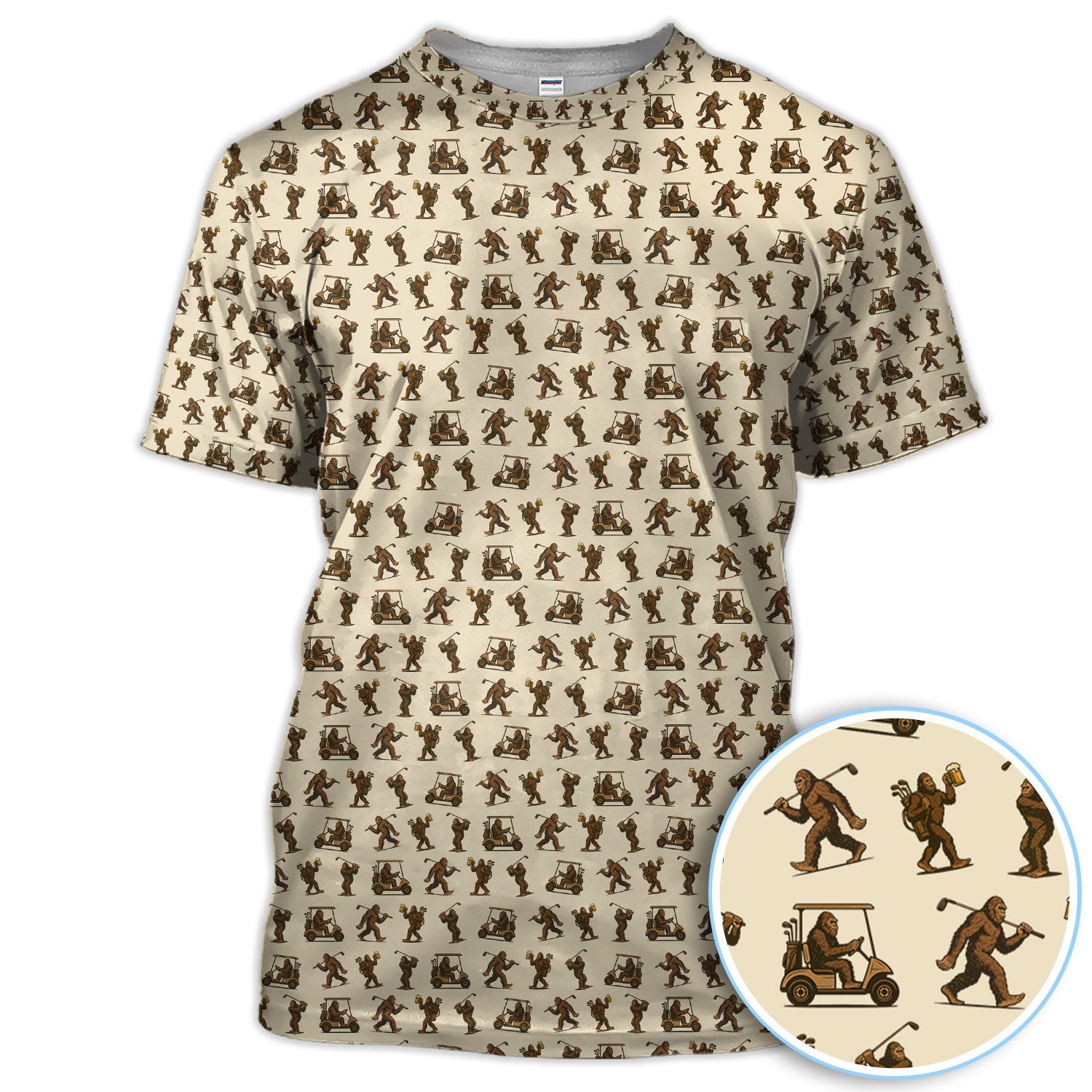 Crazy Golf Pattern Shirt, Bigfoot Golf Shirt For Men, Golf Gift For Golfer