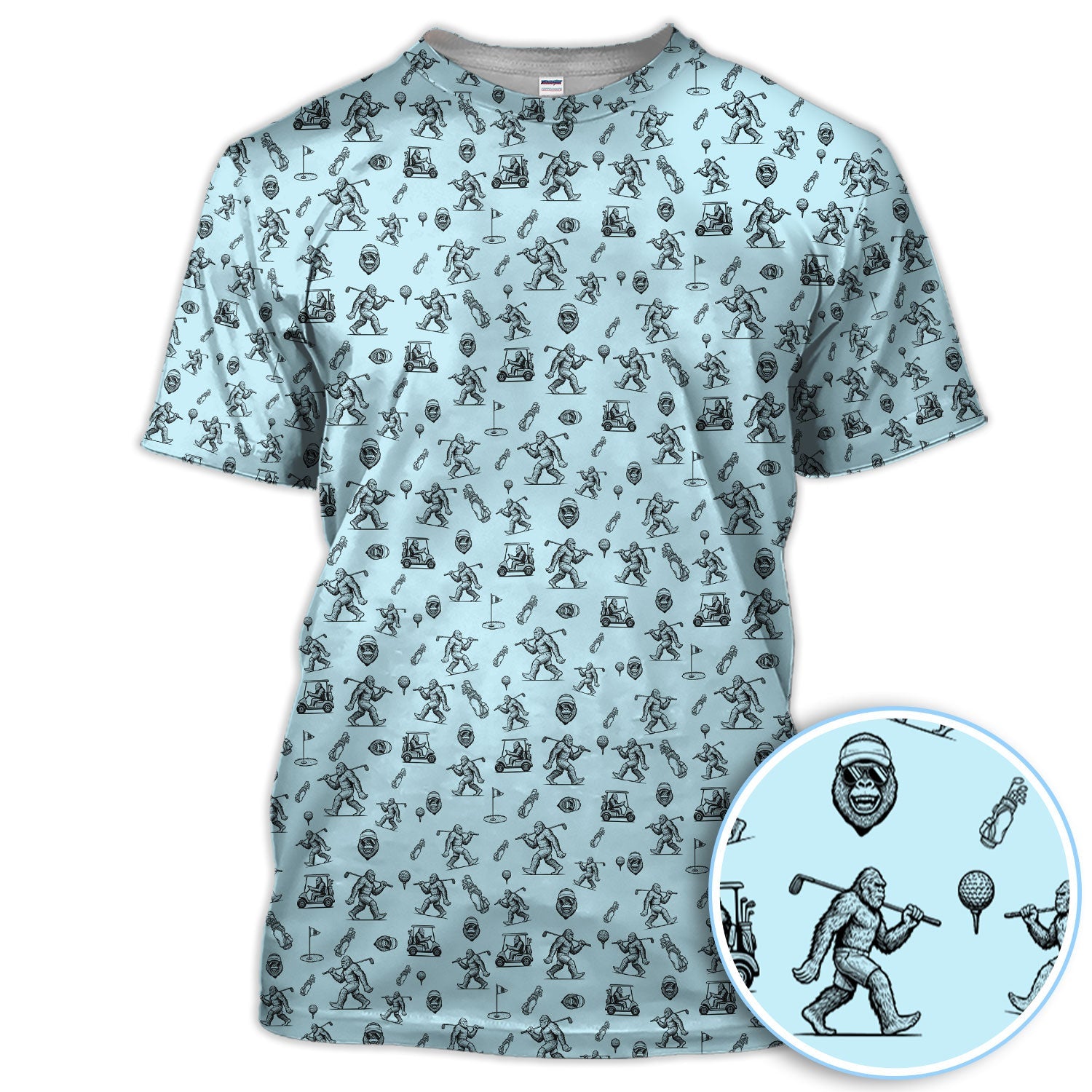 Squatch Bigfoot Pattern Golf Shirt, Funny Bigfoot Golf Polos, Golf Gift For Men