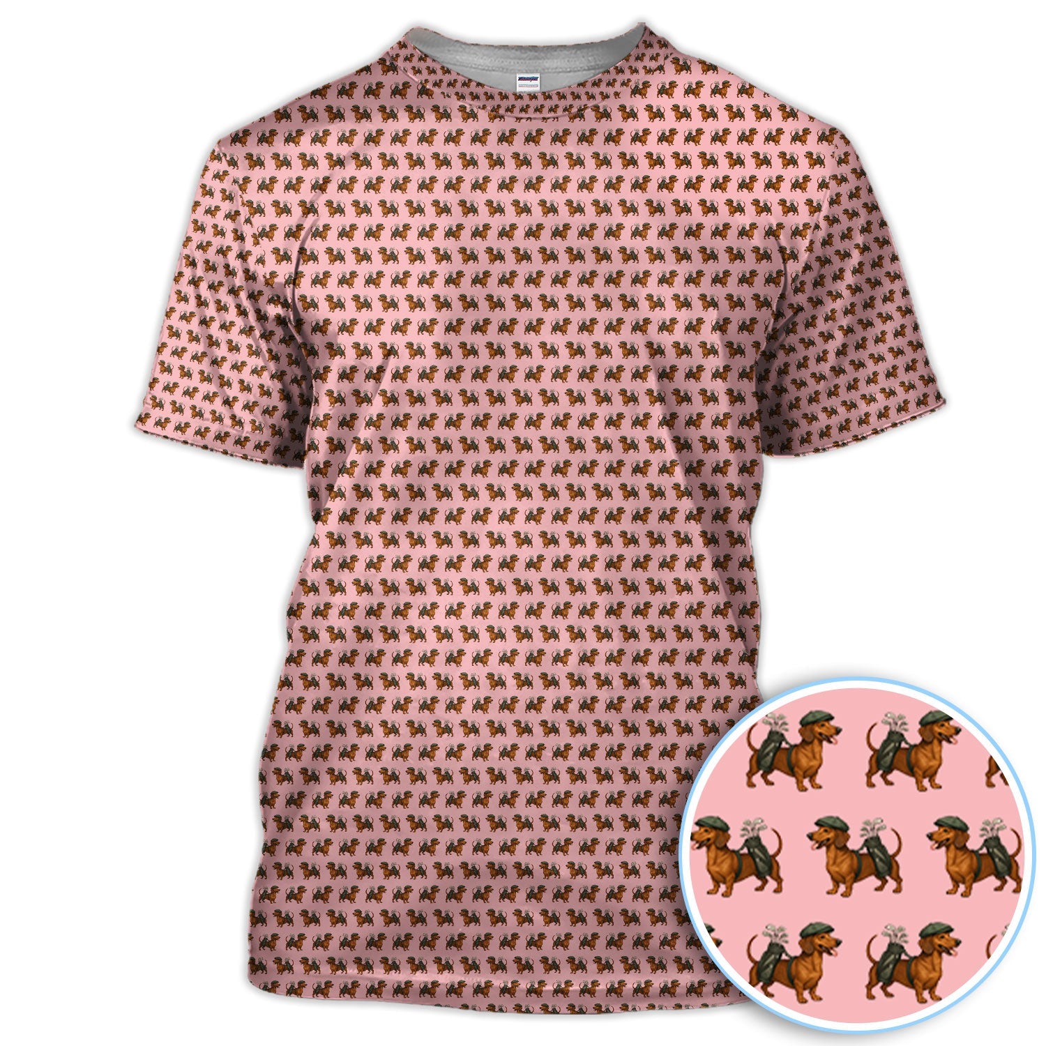 Dachshund Pattern Golf Polos, Crazy Dachshund Golf Shirt For Men, Funny Golf Shirt