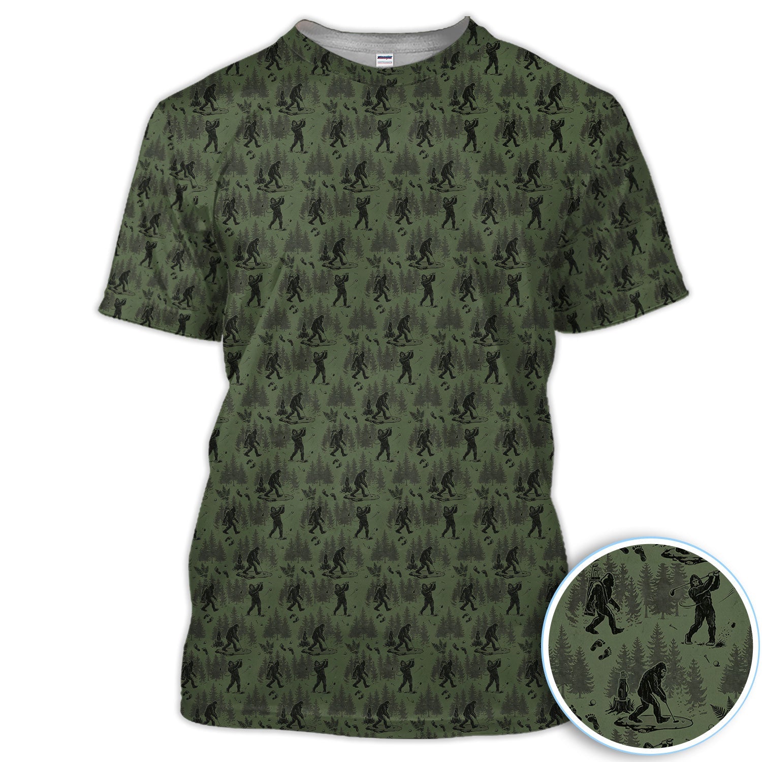 Bigfoot Forest Golf Polo Shirt, Sasquatch Camouflage Pattern Shirt For Men, Gofer Gift
