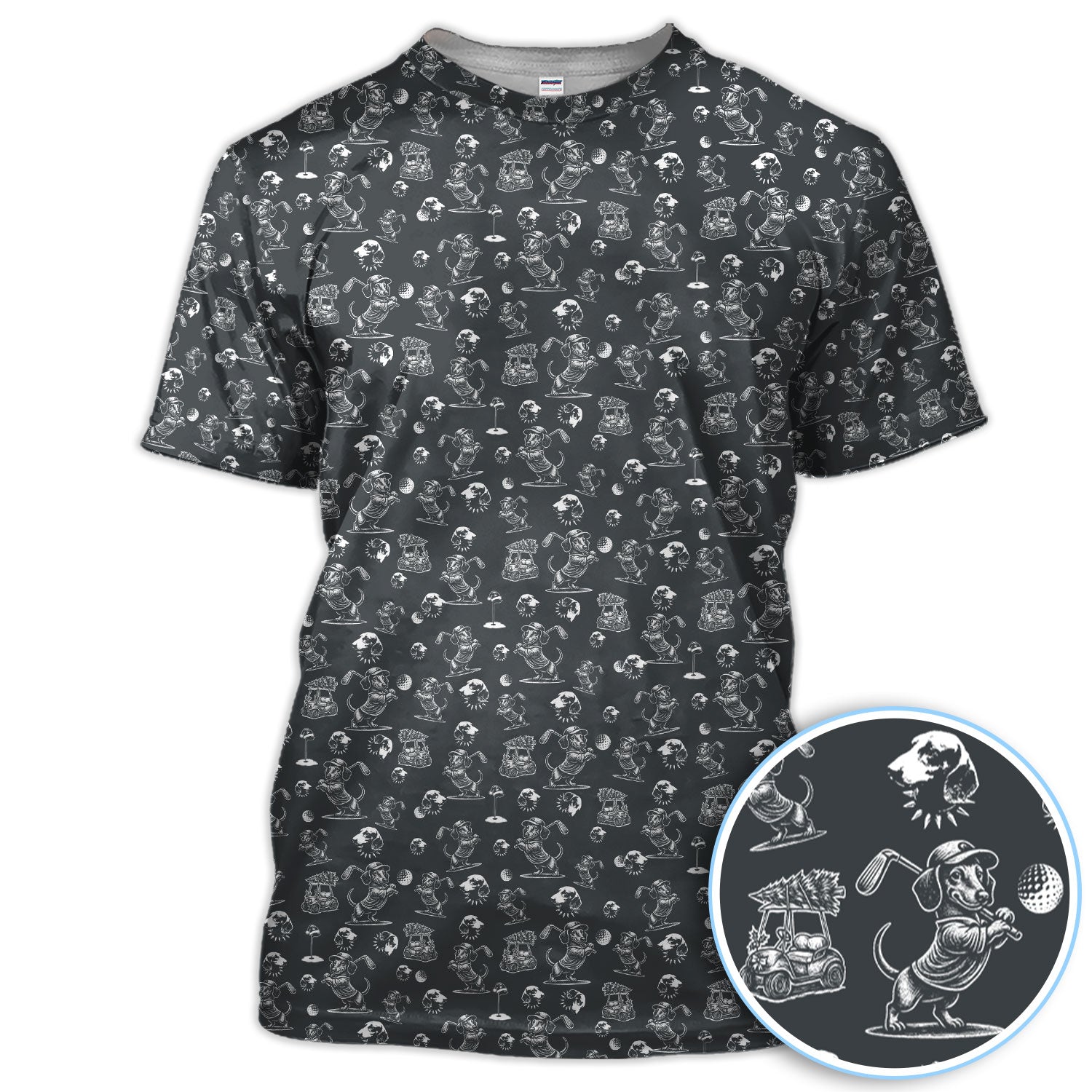 Dachshund Pattern Golf Shirt for Men, Funny Golf Polos, Golf Gift For Men
