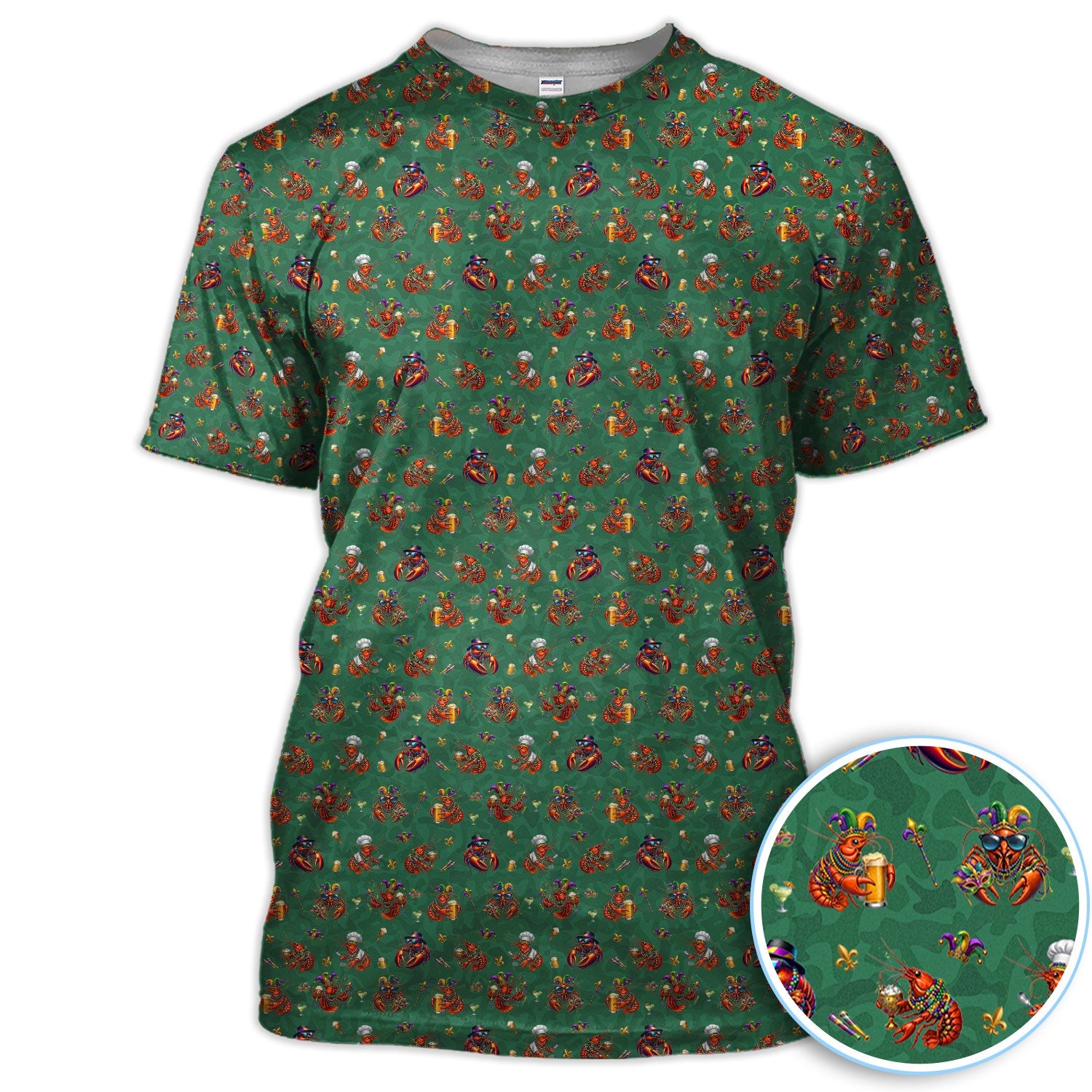 Funny Crawfish Mardi Gras Pattern Golf Shirt, Beer Crawdad Golf Polos For Golfer, Golf Gift For Men