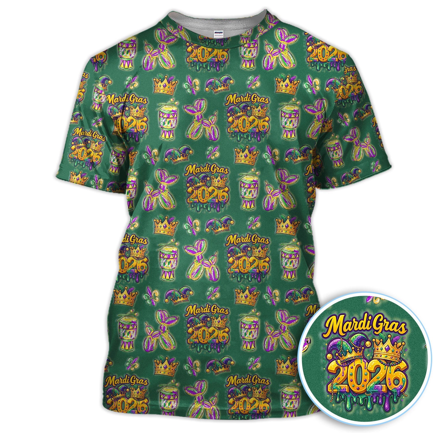Mardi Gras 2026 Golf Polos For Golfer, Festive Crown Mask Pattern Golf Shirt, Golf Gift For Men