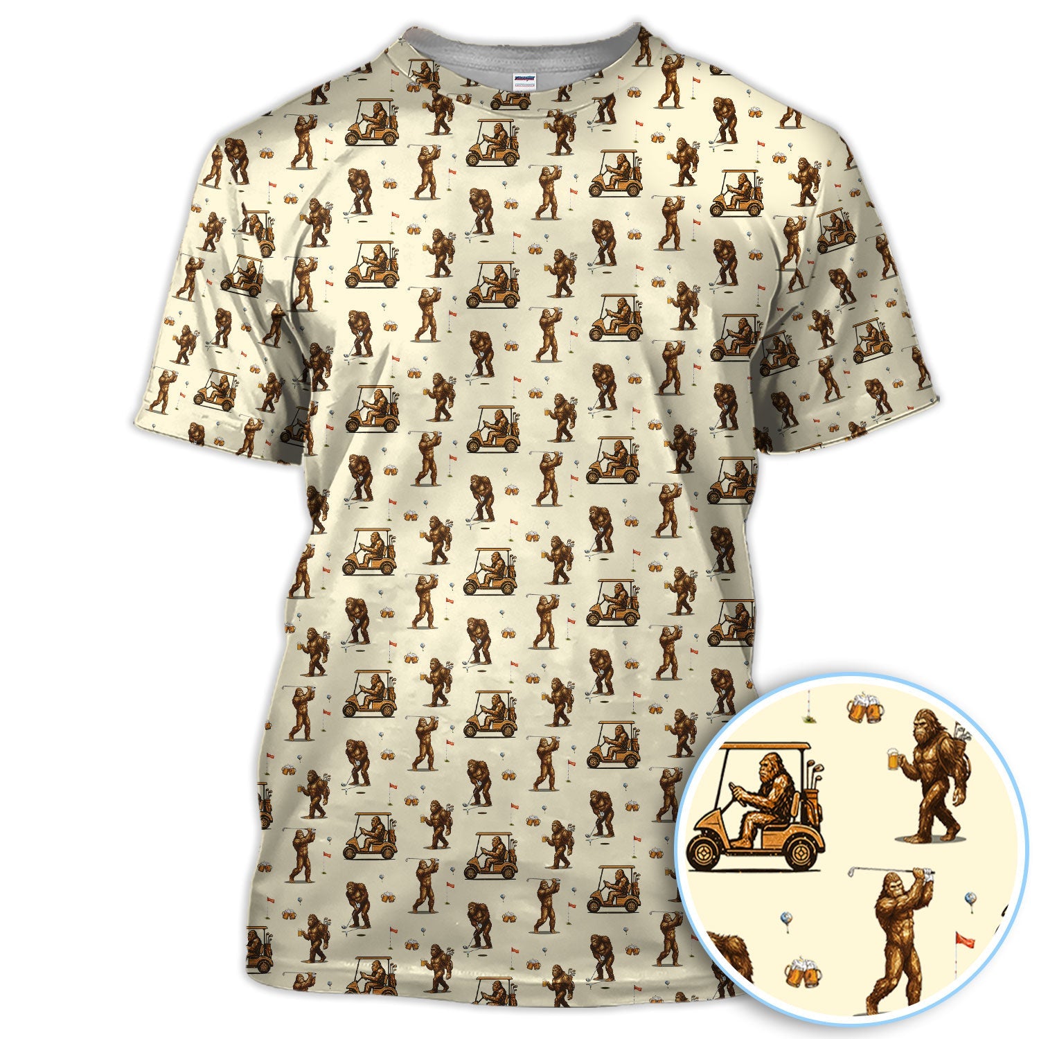 Funny Bigfoot Golf Shirt, Squatch Bigfoot And Beer Pattern Golf  Polos, Crazy Golf Gift For Golfer