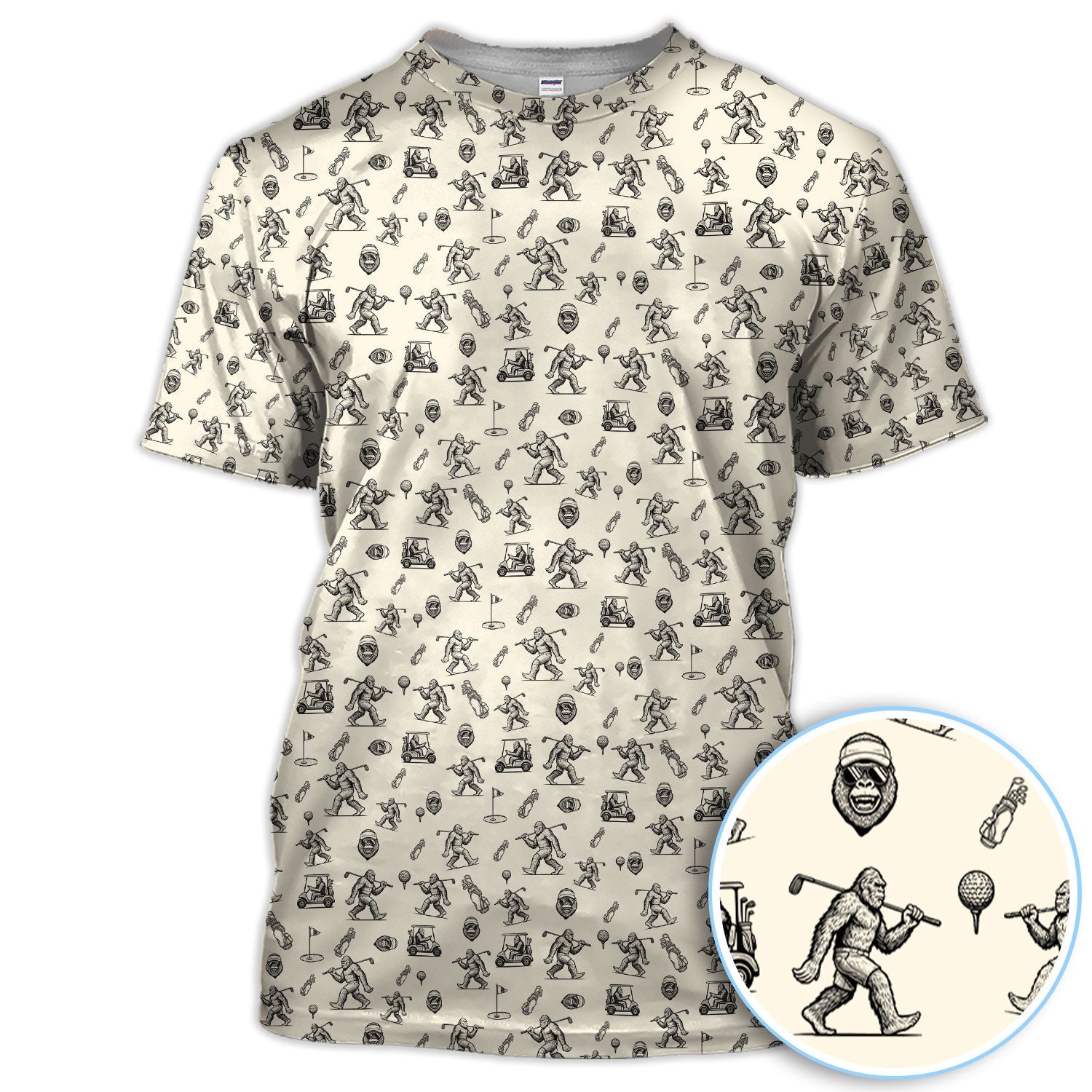 Squatch Bigfoot Pattern Golf Shirt, Funny Bigfoot Golf Polos, Golf Gift For Men