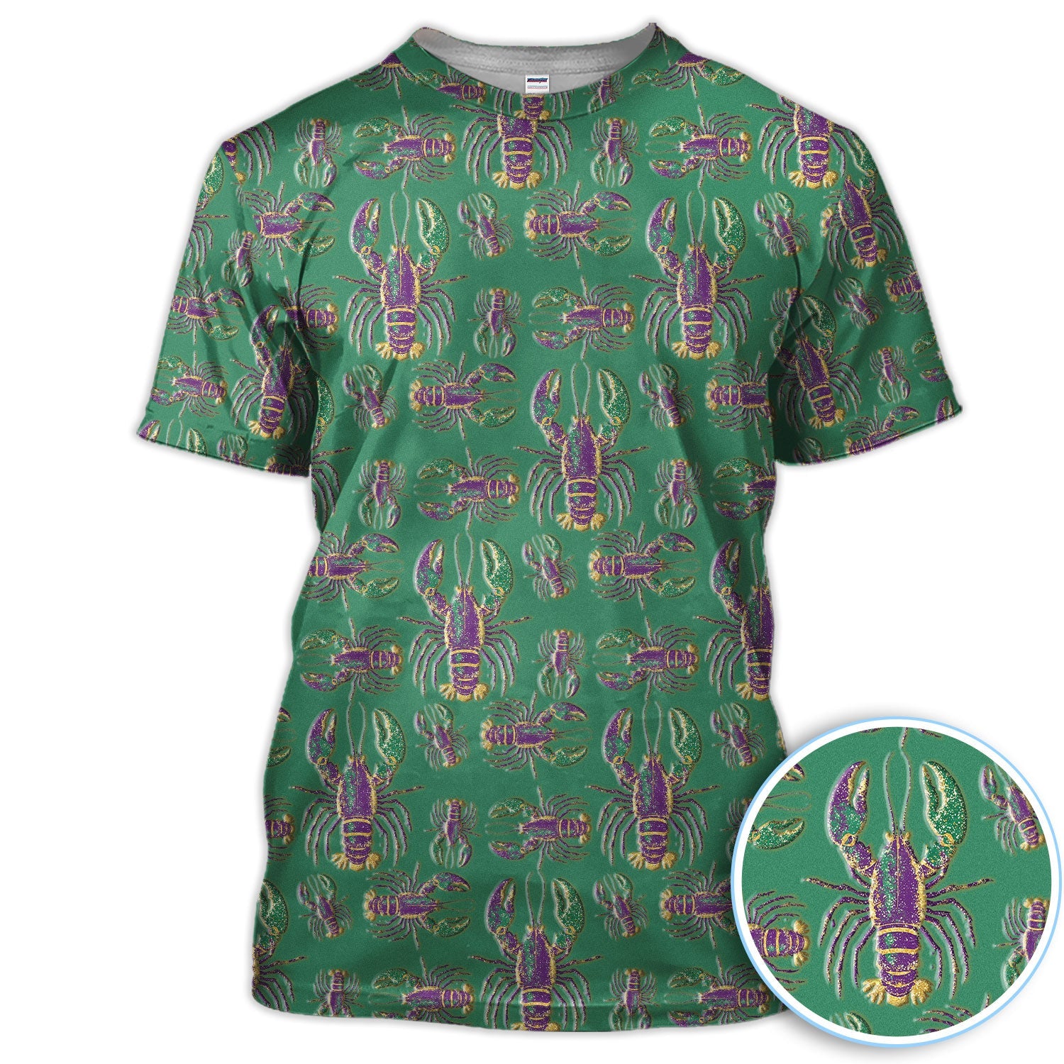 Mardi Gras Crawfish Pattern Golf Polos, Crazy Louisiana Crawfish Golf Shirt For Men, Golf Gift For Golfer