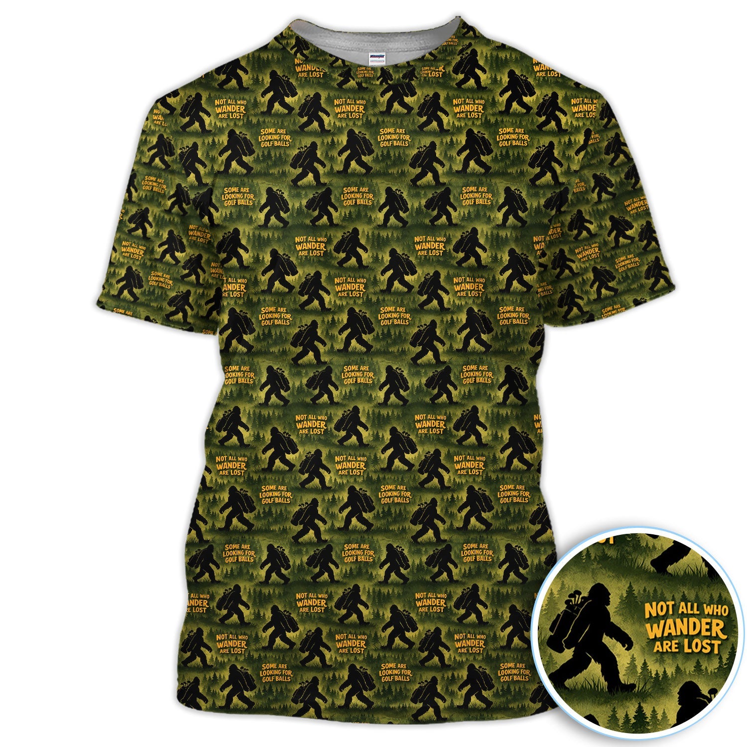 Bigfoot Wander Quote Pattern Golf Shirt, Sasquatch Golfer Forest Golf Shirt For Men, Golfer Gift
