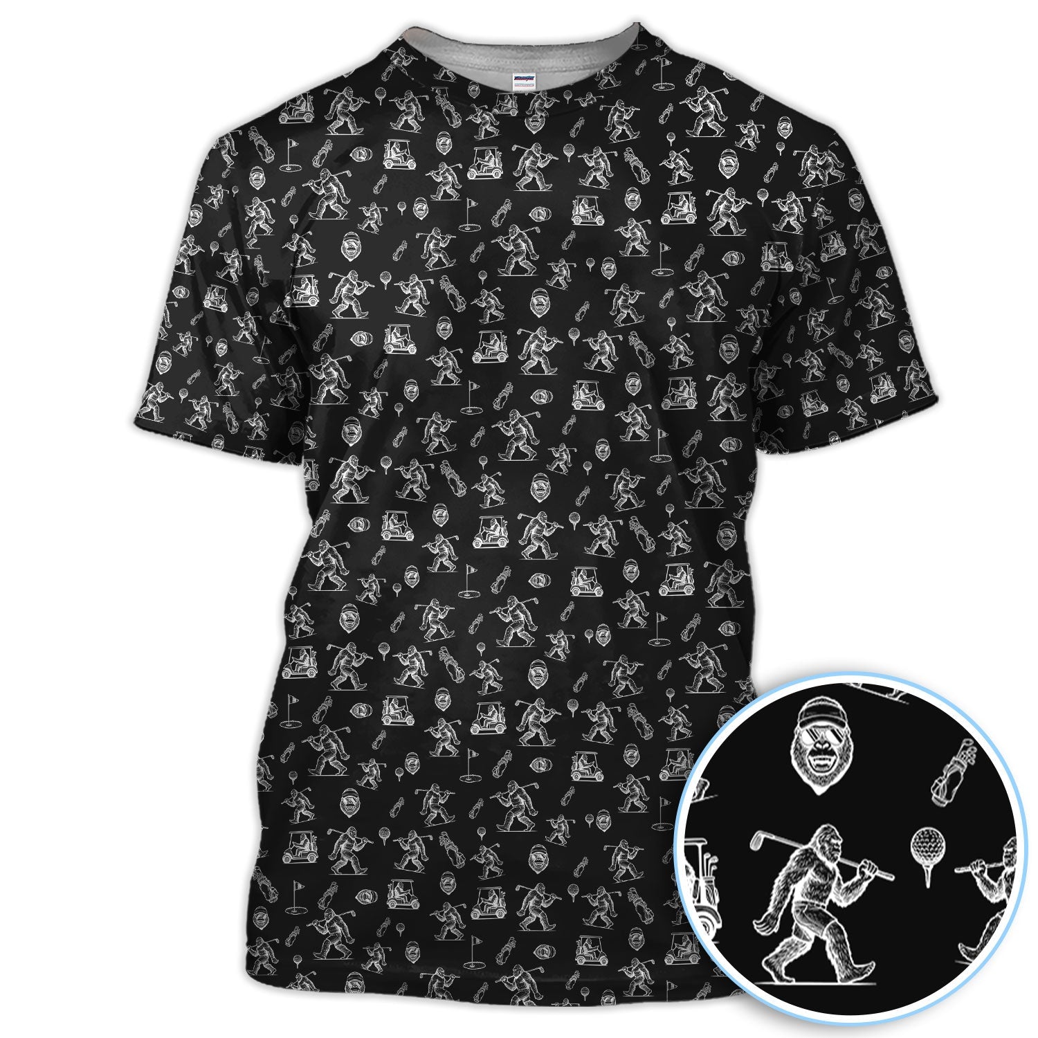 Squatch Bigfoot Pattern Golf Shirt, Funny Bigfoot Golf Polos, Golf Gift For Men