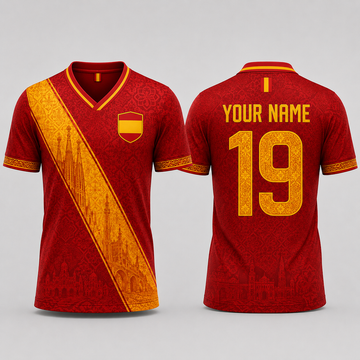 Baroque Floral Spanish Inspired V-Neck For Men Football Lover, Spain Shirt Soccer Fan Gift