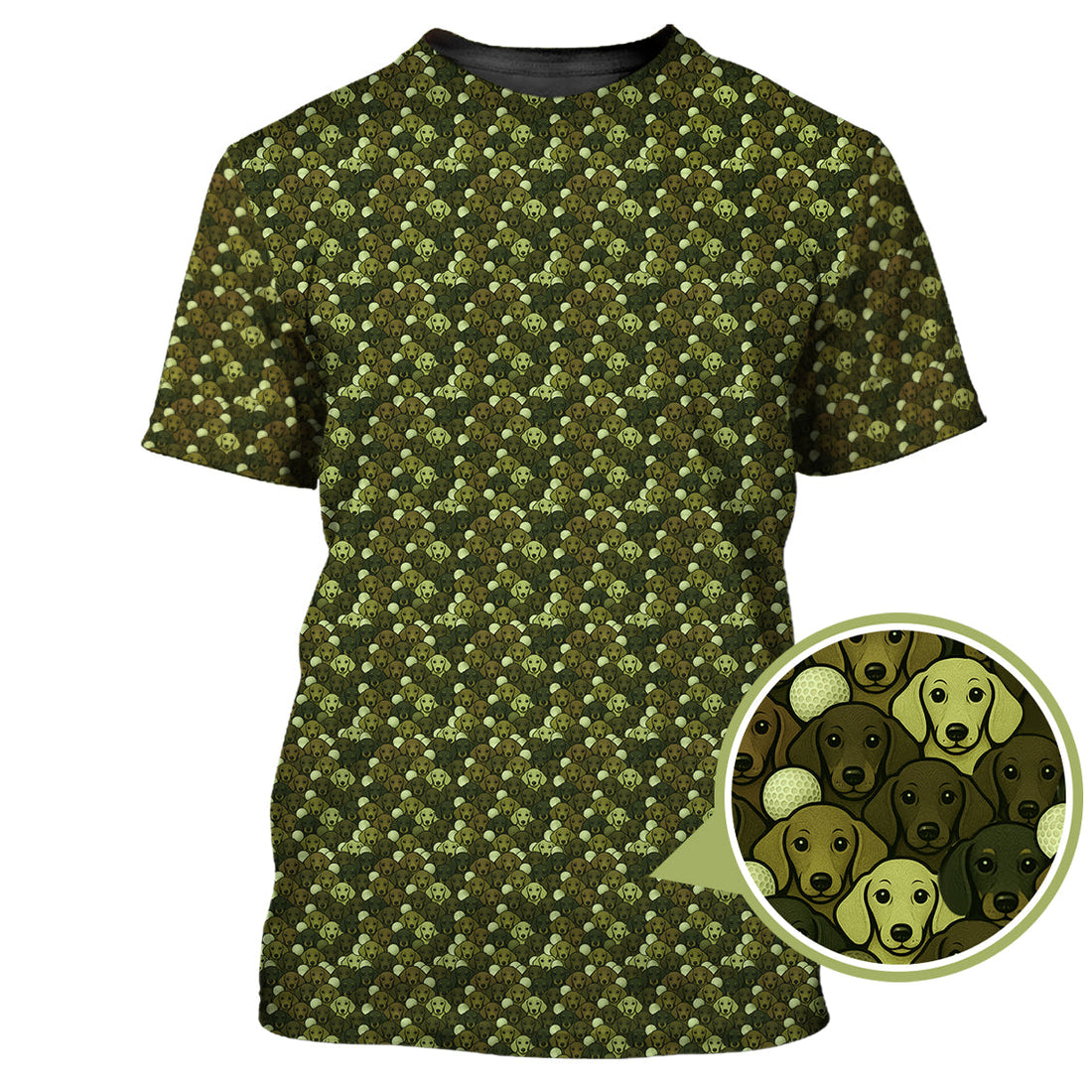 Dachshund Dog Pattern Golf Shirt With Camo Color , Funny Dachshund Golf Shirt For Golfers, Golf Gift For Dog Lover