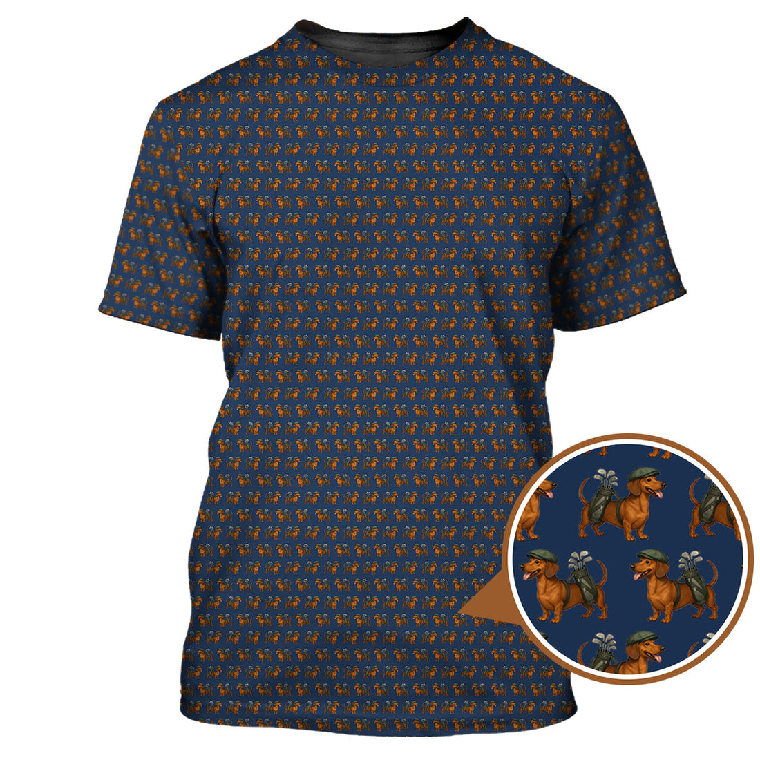 Dachshund Golf Shirt For Men, Pattern Golf Polos, Funny Golf Shirt For Golfers