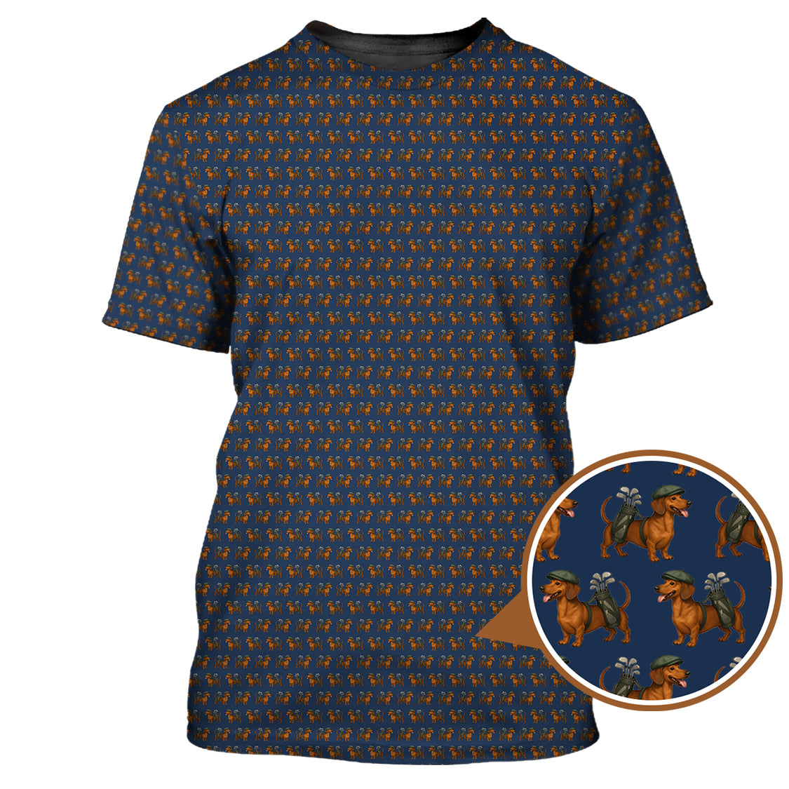 Dachshund Pattern Golf Polos, Crazy Dachshund Golf Shirt For Men, Funny Golf Shirt