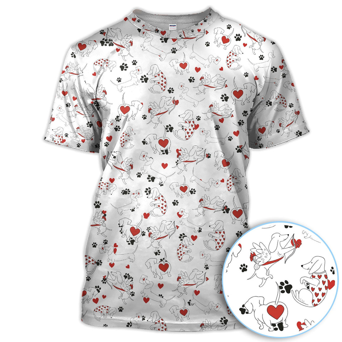Funny Dachshund Polos For Golfer, Cupid Dog Pattern Golf Shirt, Golf Gift For Golfer