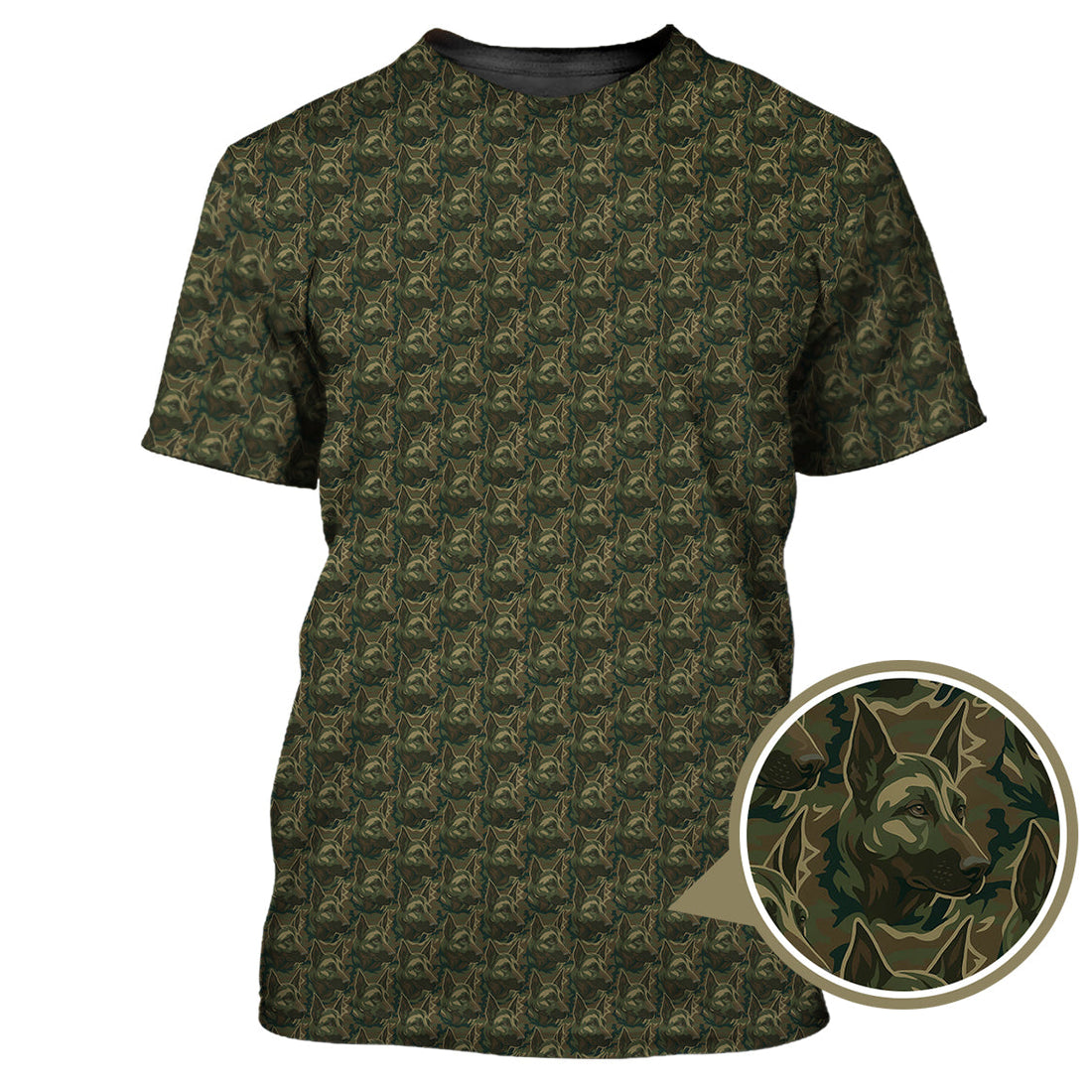 German Shepherd Pattern Golf Shirt , Dog Golf Shirt, Camo Golf Shirt, Veteran Golf Shirt For Men