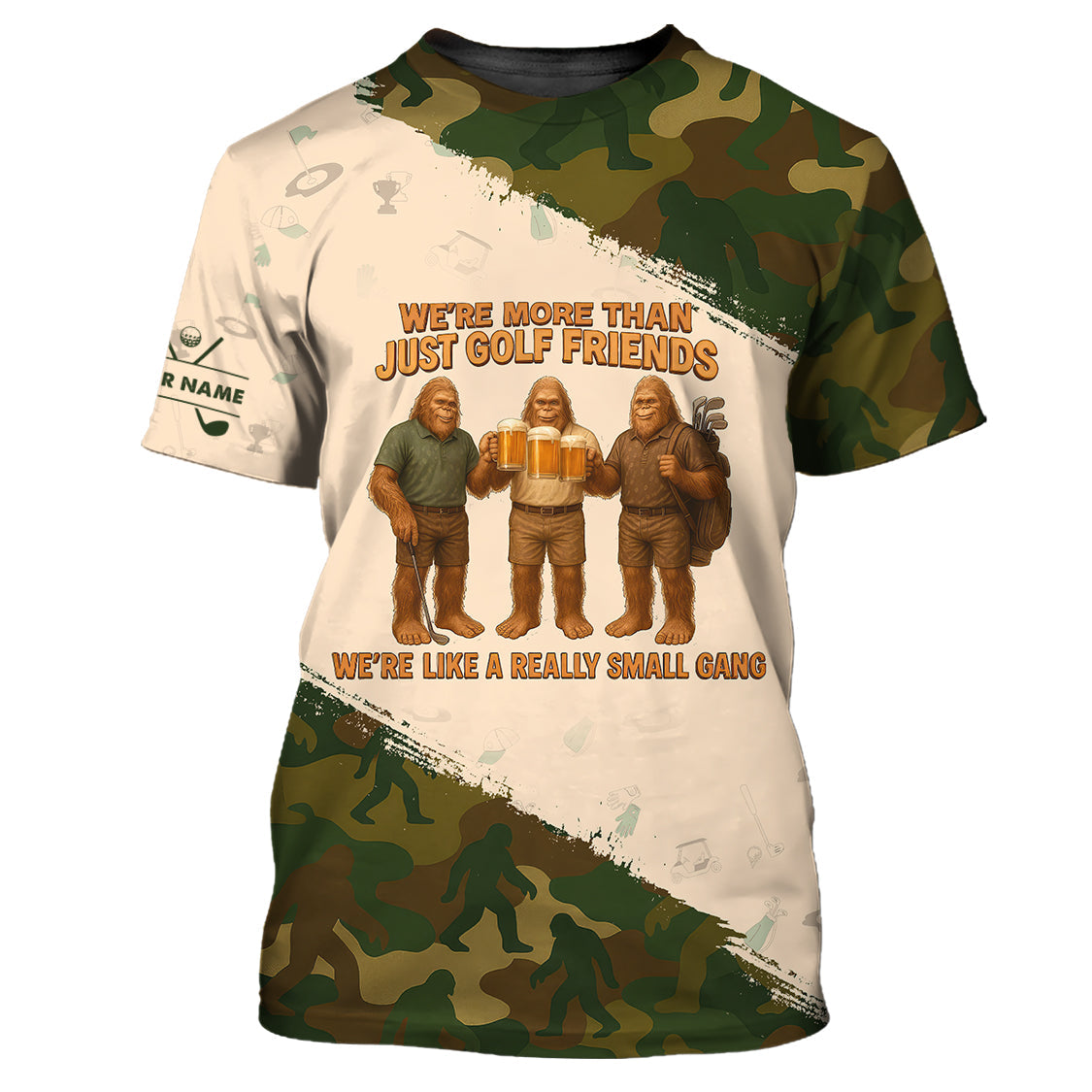 Bigfoot Golf Friends Camo Golf Shirts, Custom Golf Polo Shirts, Beer Golf Shirt