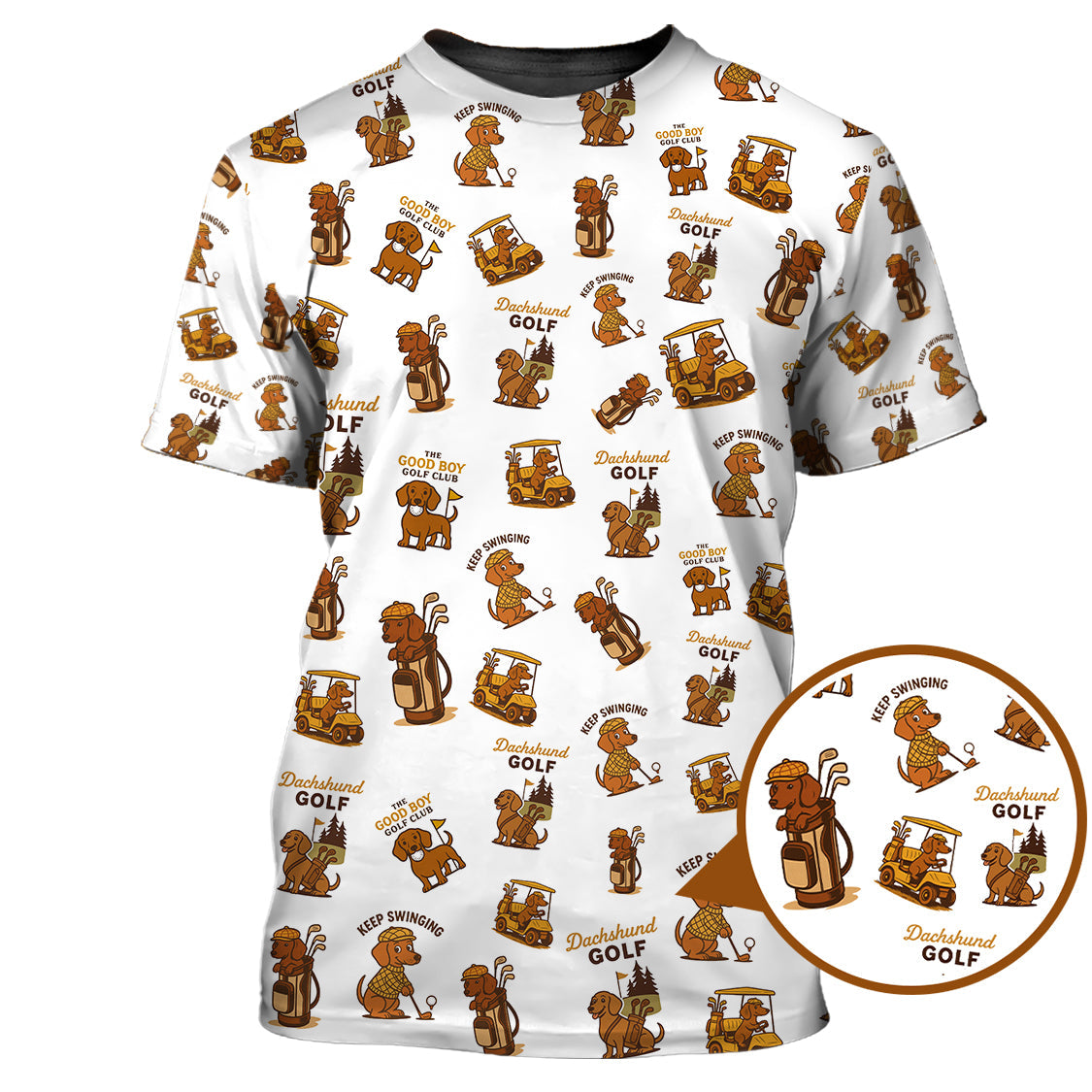 Dachshund Pattern Golf Polos, Funny Dachshund Golf Shirt, Pattern Golf Shirt For Golfers