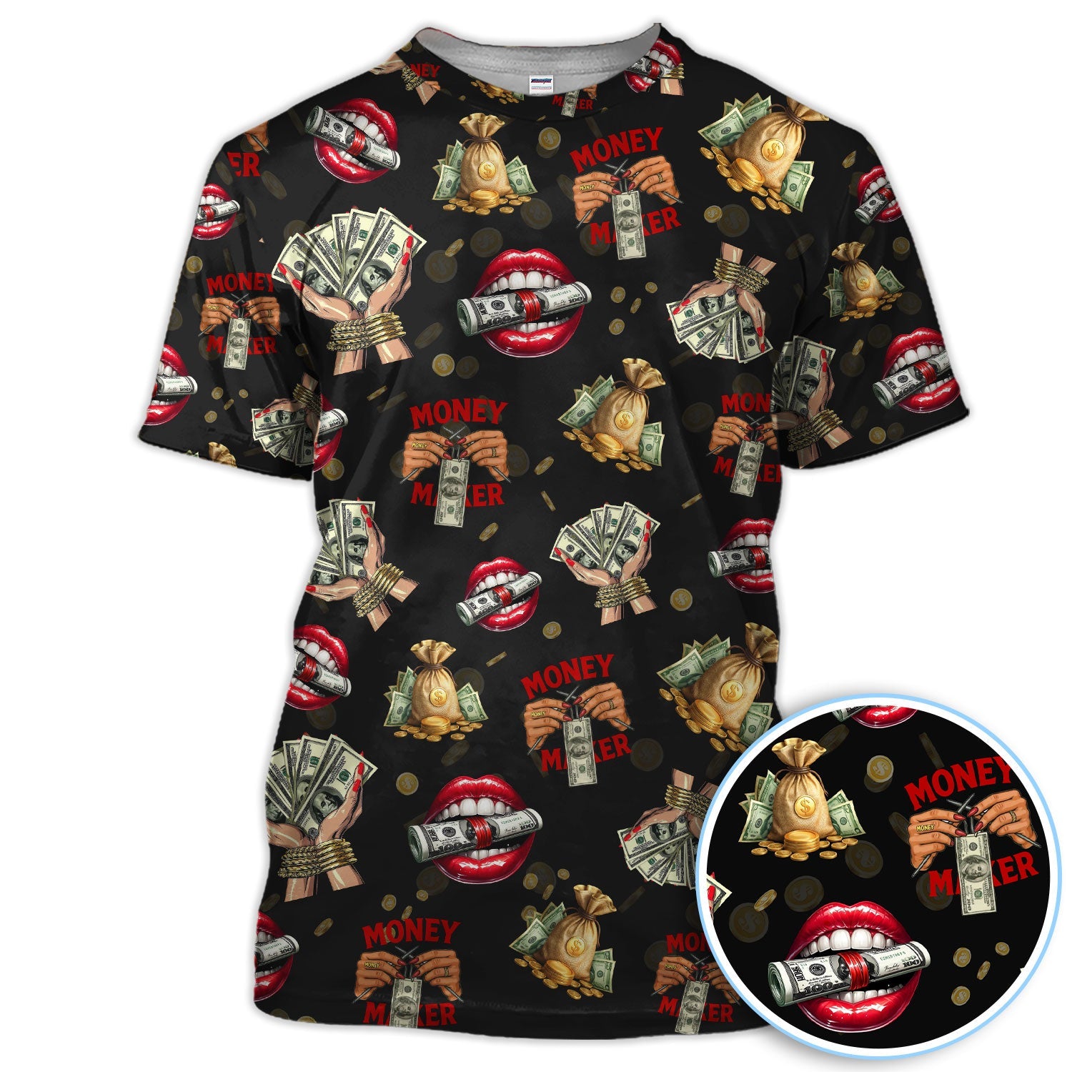 Money Maker Pattern Golf Polos, Funny Golf Shirt For Men, Golf Gift For Golfer