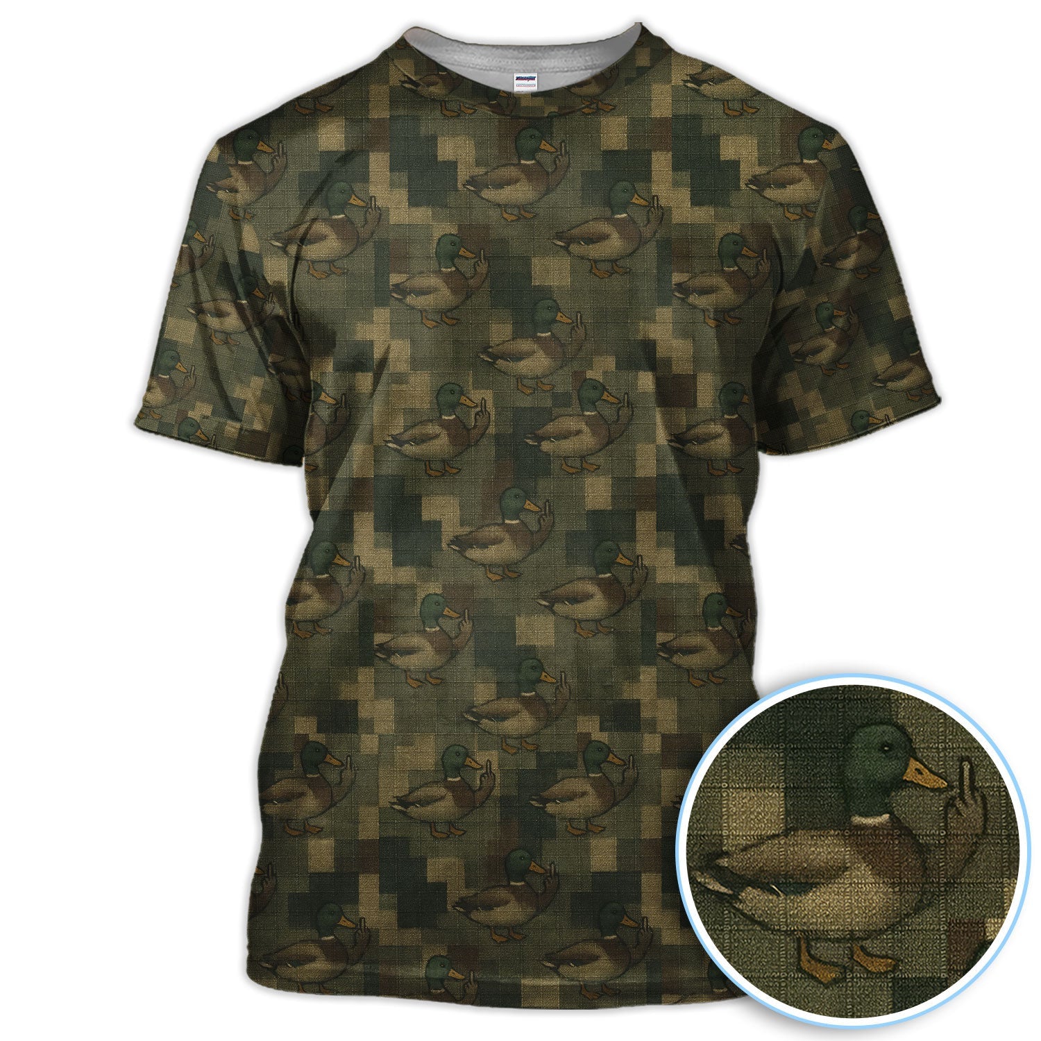 Mallard Duck Camo Polos For Men, Waterfowl Pattern Shirt, Crazy Golf Shirt For Golfer