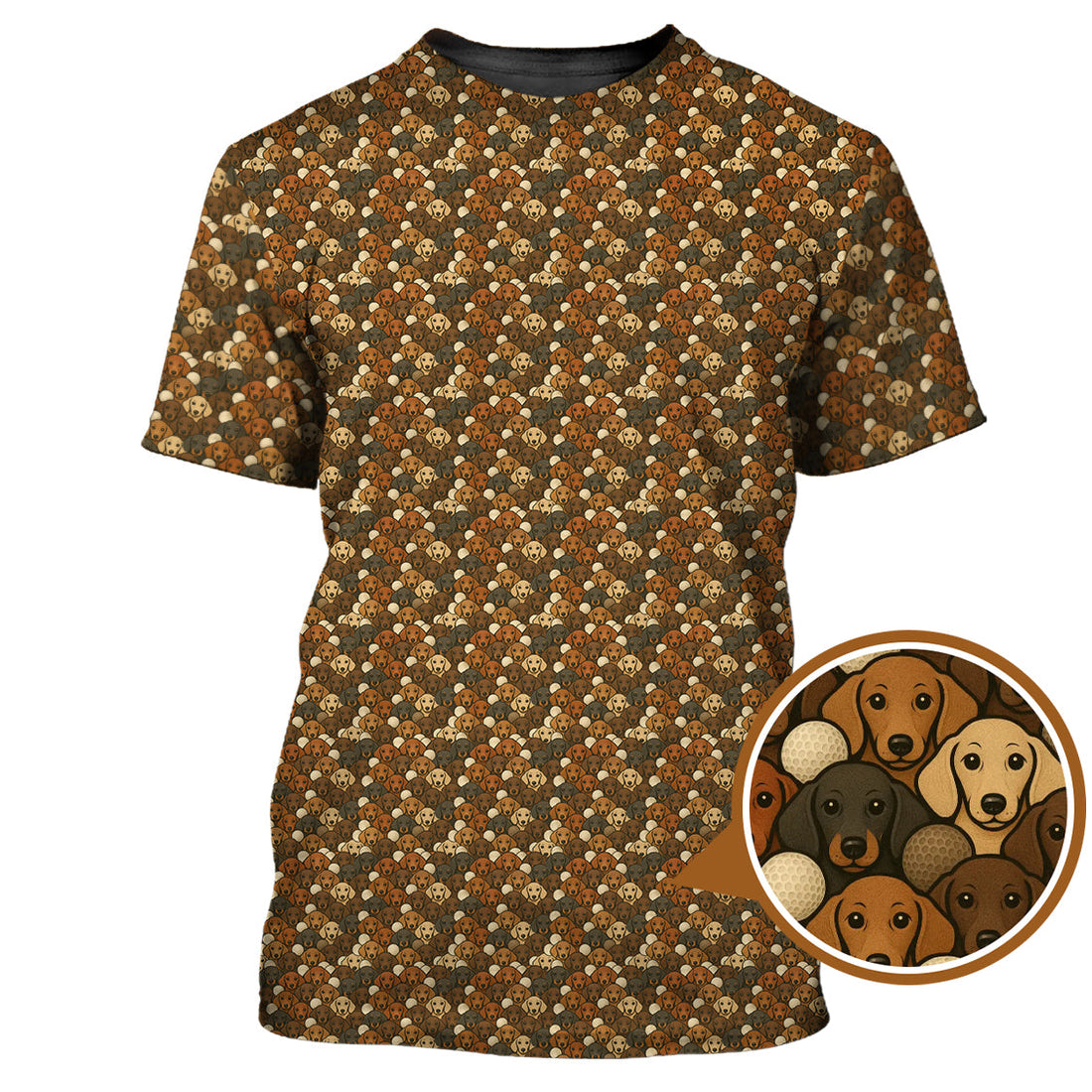 Dachshund Dog Pattern Golf Shirt, Funny Dachshund Golf Shirt For Dog Lovers, Golf Gift For Men's