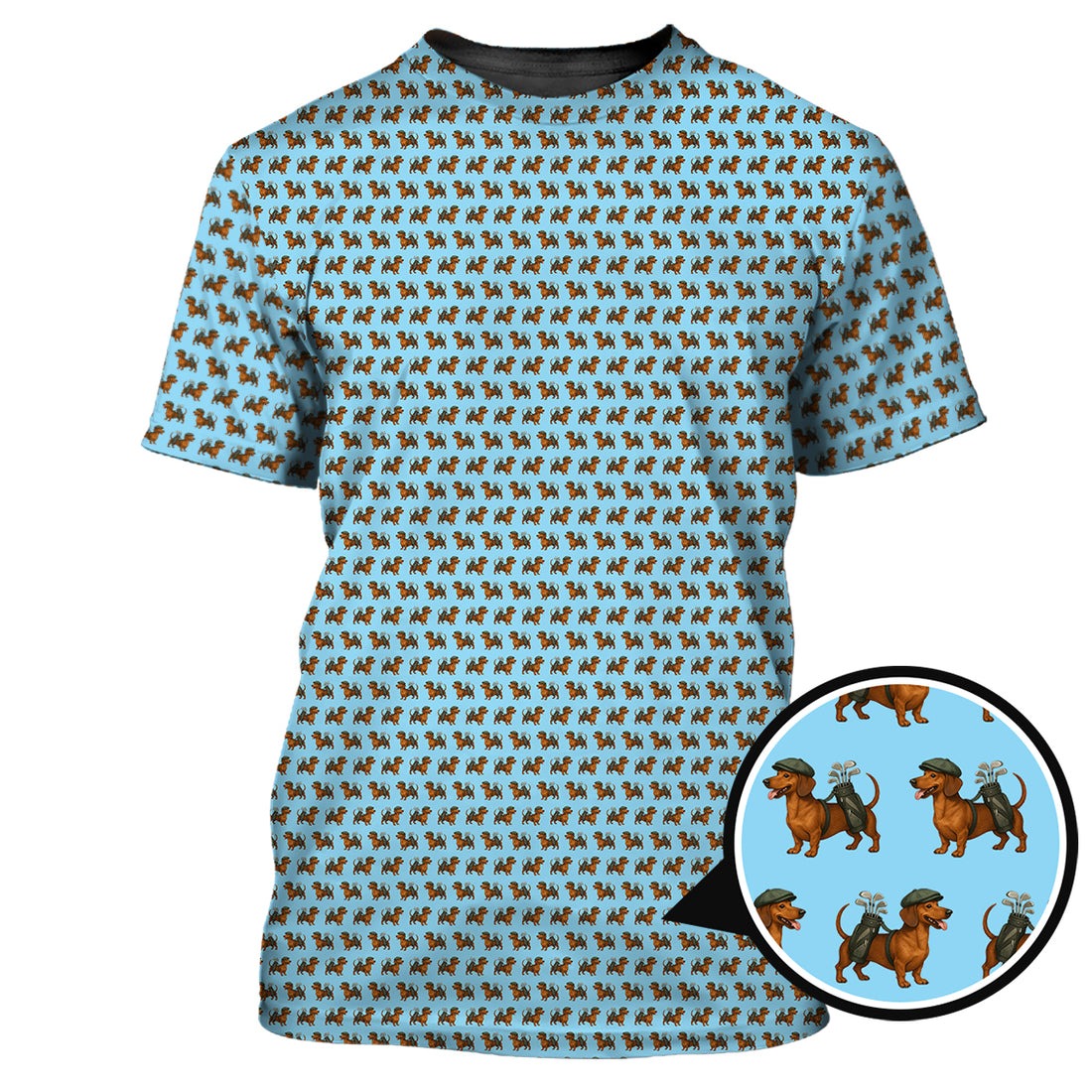 Dachshund Pattern Golf Polos, Crazy Dachshund Golf Shirt For Men, Funny Golf Shirt