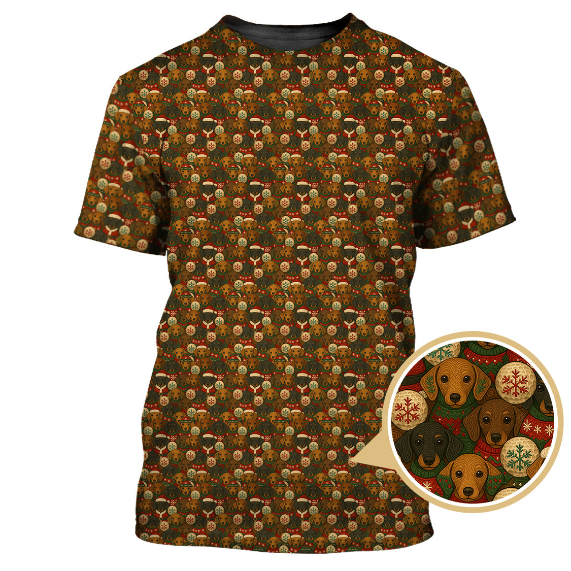 Funny Pattern Golf Shirt, Dachshund Golf Shirt, Christmas Golf Shirt, Golf Gift For Men