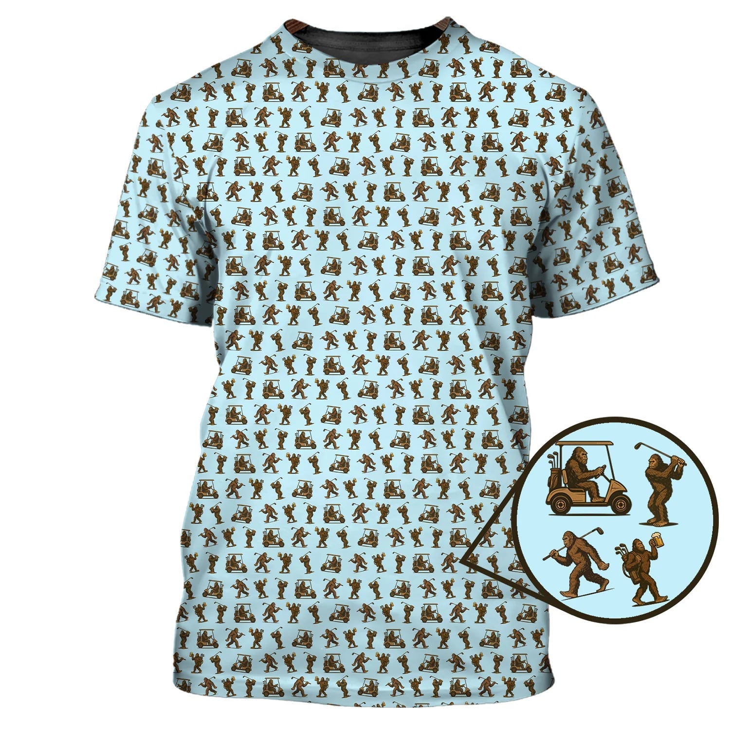 Funny Golf Pattern Shirt, Bigfoot Golf Shirt For Men, Crazy Golf Gift For Golfer