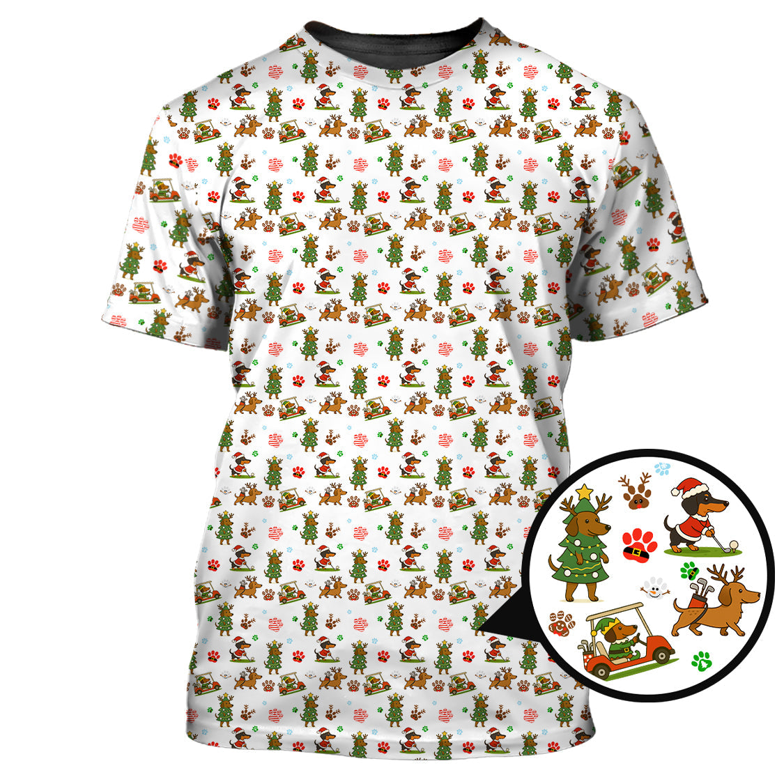 Christmas Golf Shirt, Funny Dachshund Golf Shirt, Pattern Golf Shirt For Men