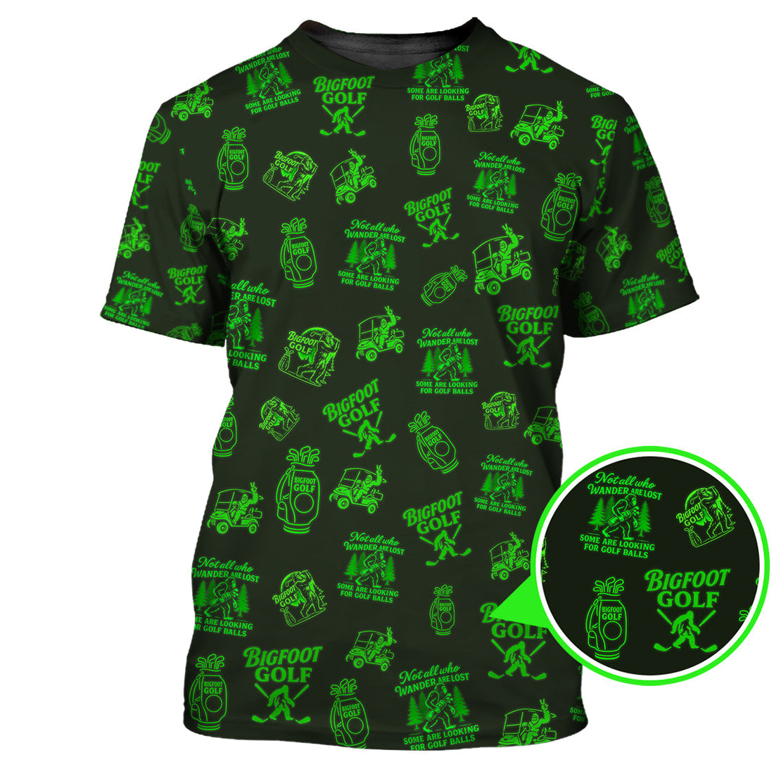 Bigfoot Golf Pattern Polos, Funny Golf Shirts, Golf Gift For Men, Crazy Golf Shirt For Golfers