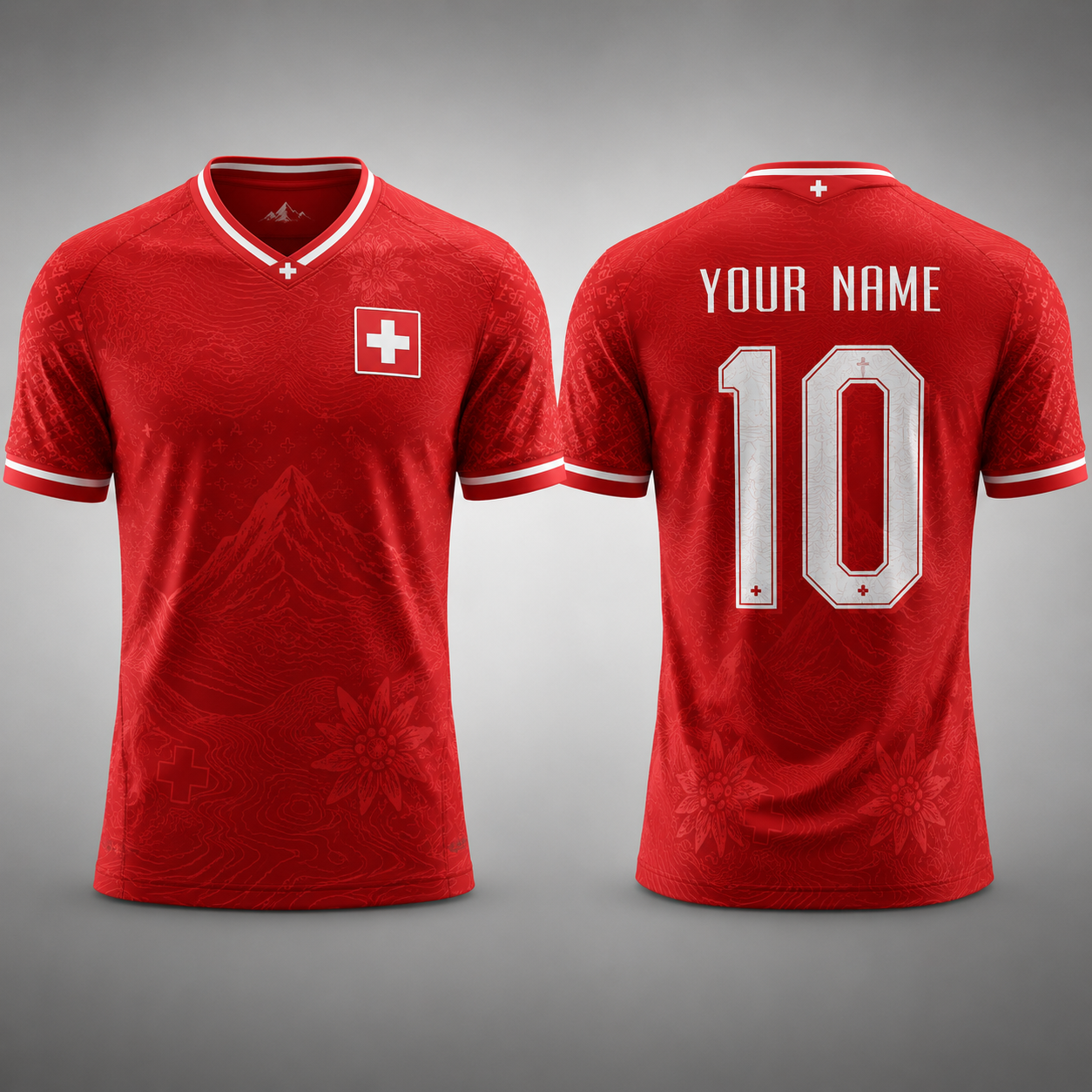 Switzerland Fooball Shirt, Swiss Alps V-Neck For Men Football Lover, Soccer Fan Father's Day Presents