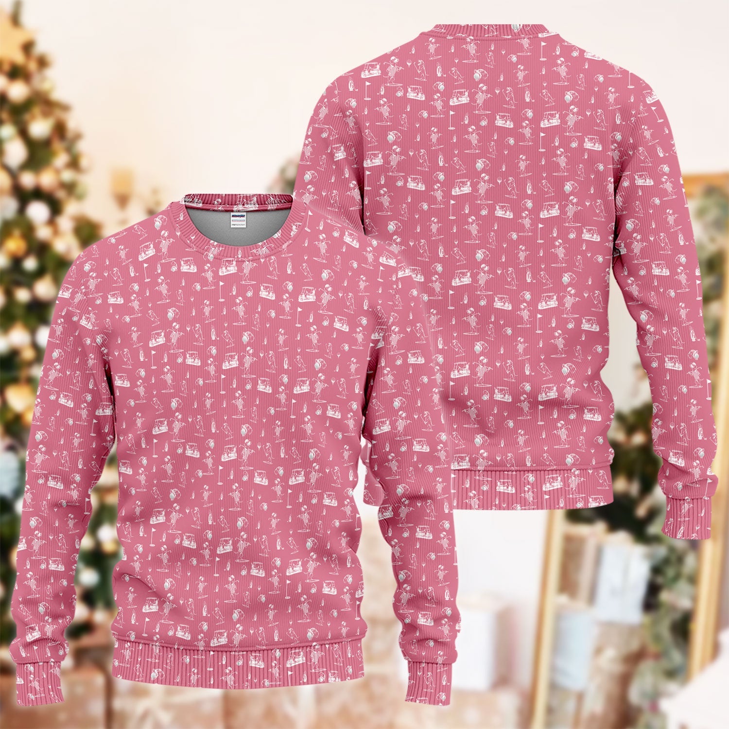 Dachshund Pattern Golf Ugly Sweater, Crazy Wiener Dog Golf Sweater, Golf Gift For Dogs Lover