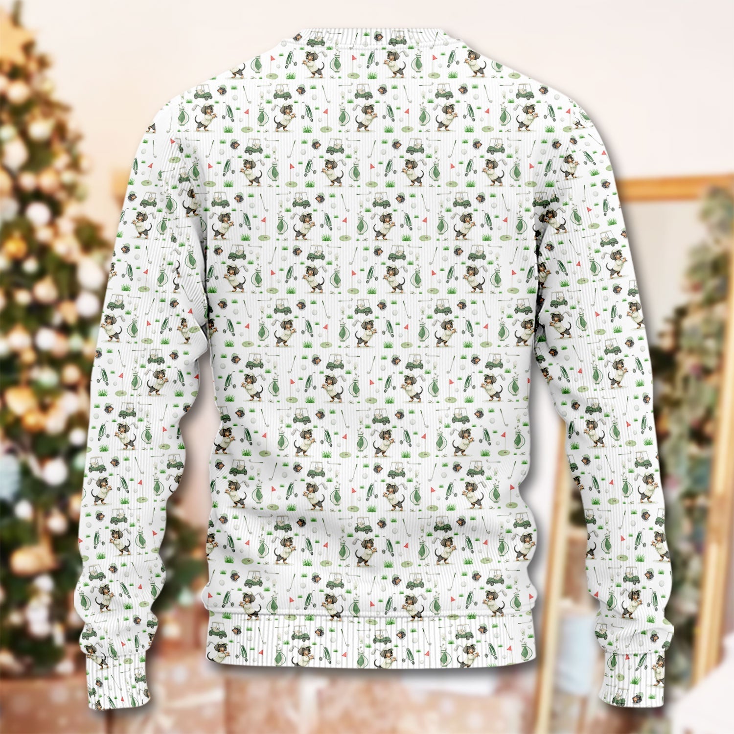 Funny Wiener Dog Golf Ugly Sweater, Dachshund Pattern Golf Sweater, Crazy Golf Gift For Men