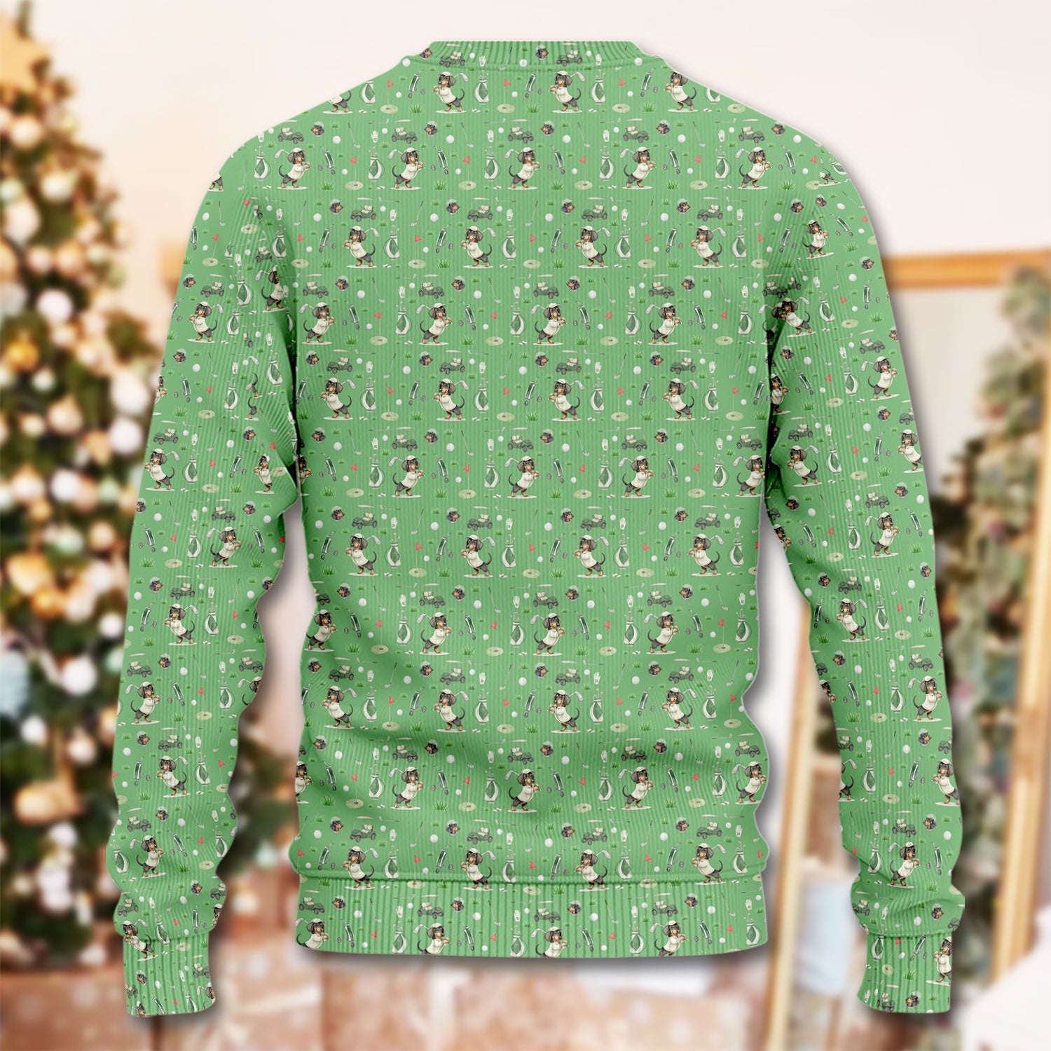 Funny Wiener Dog Golf Ugly Sweater, Dachshund Pattern Golf Sweater, Crazy Golf Gift For Men