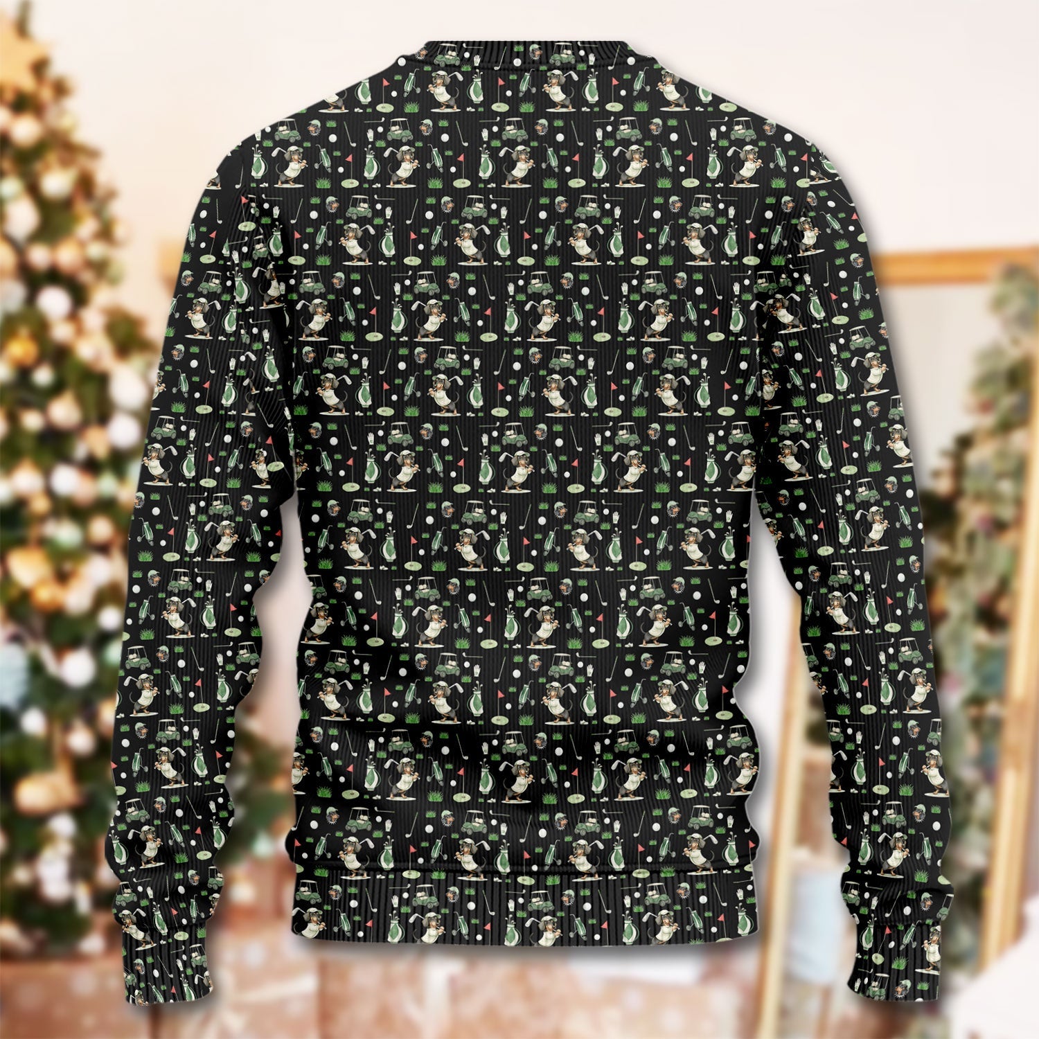 Funny Wiener Dog Golf Ugly Sweater, Dachshund Pattern Golf Sweater, Crazy Golf Gift For Men