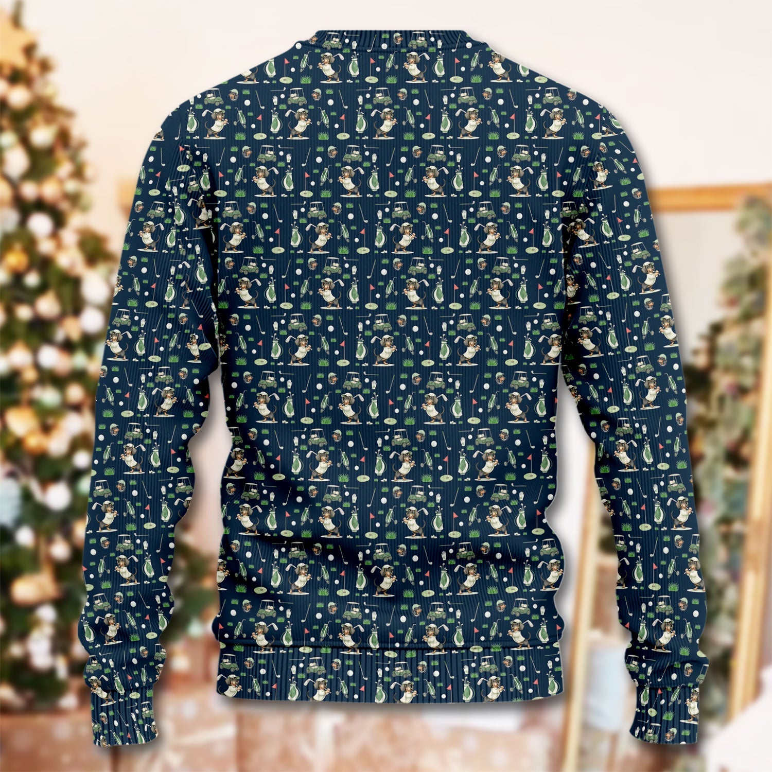 Funny Wiener Dog Golf Ugly Sweater, Dachshund Pattern Golf Sweater, Crazy Golf Gift For Men