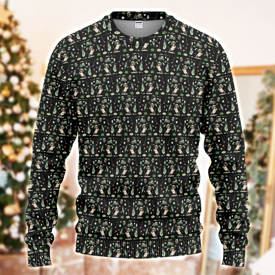 Funny Wiener Dog Golf Ugly Sweater, Dachshund Pattern Golf Sweater, Crazy Golf Gift For Men