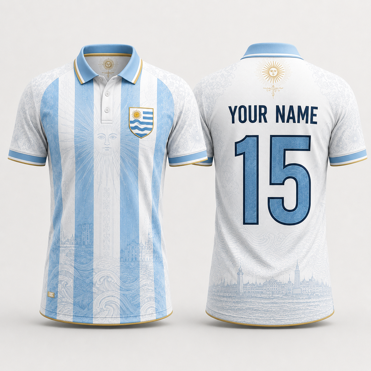 Uruguay Flag Sol de Mayo Fooball Shirt, V-Neck For Men Football Lover, Soccer Fan Father's Day Presents