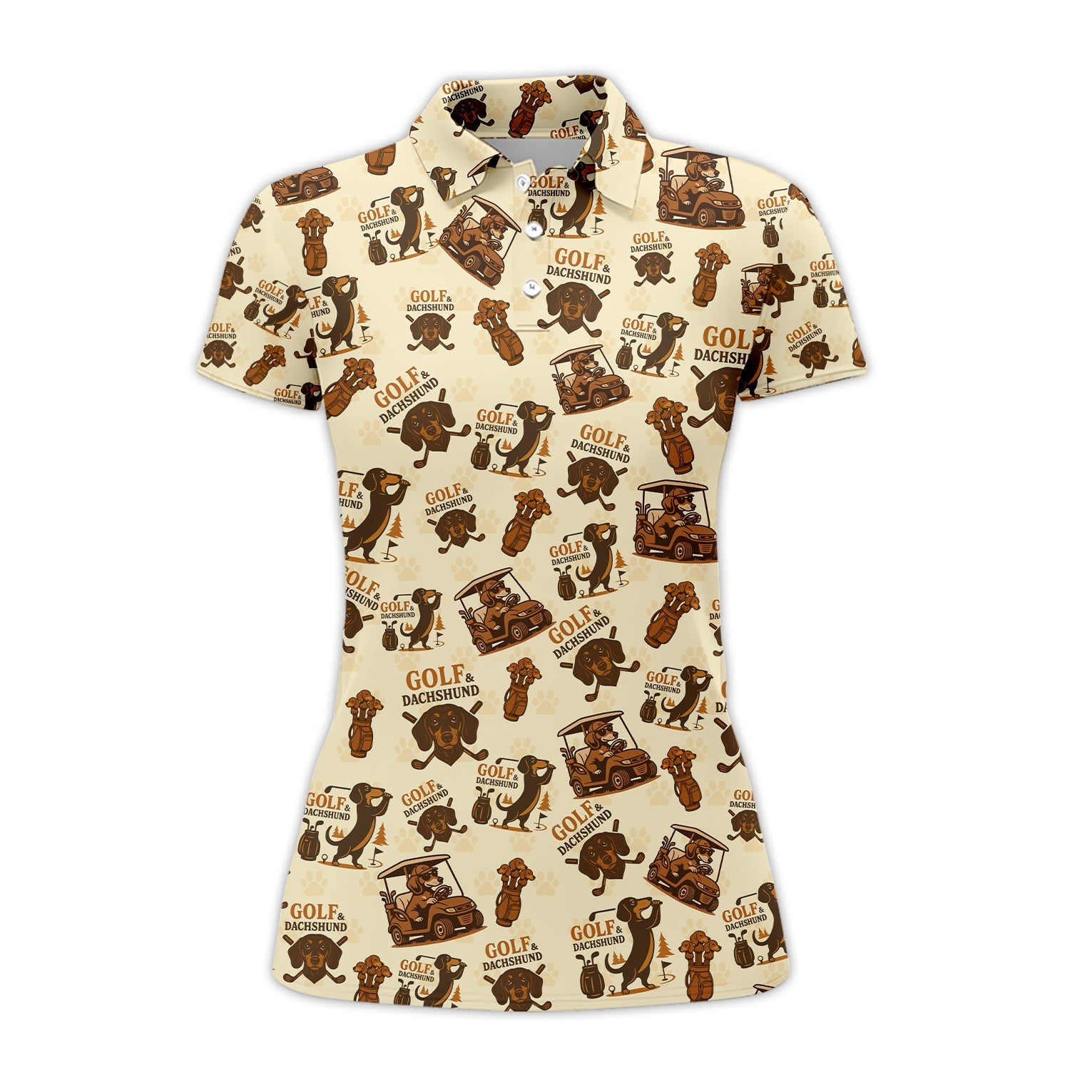 Pattern Dachshund Golf Shirt, Golf & Dachshund Polos For Dog Lovers, Golf Gift For Golfers