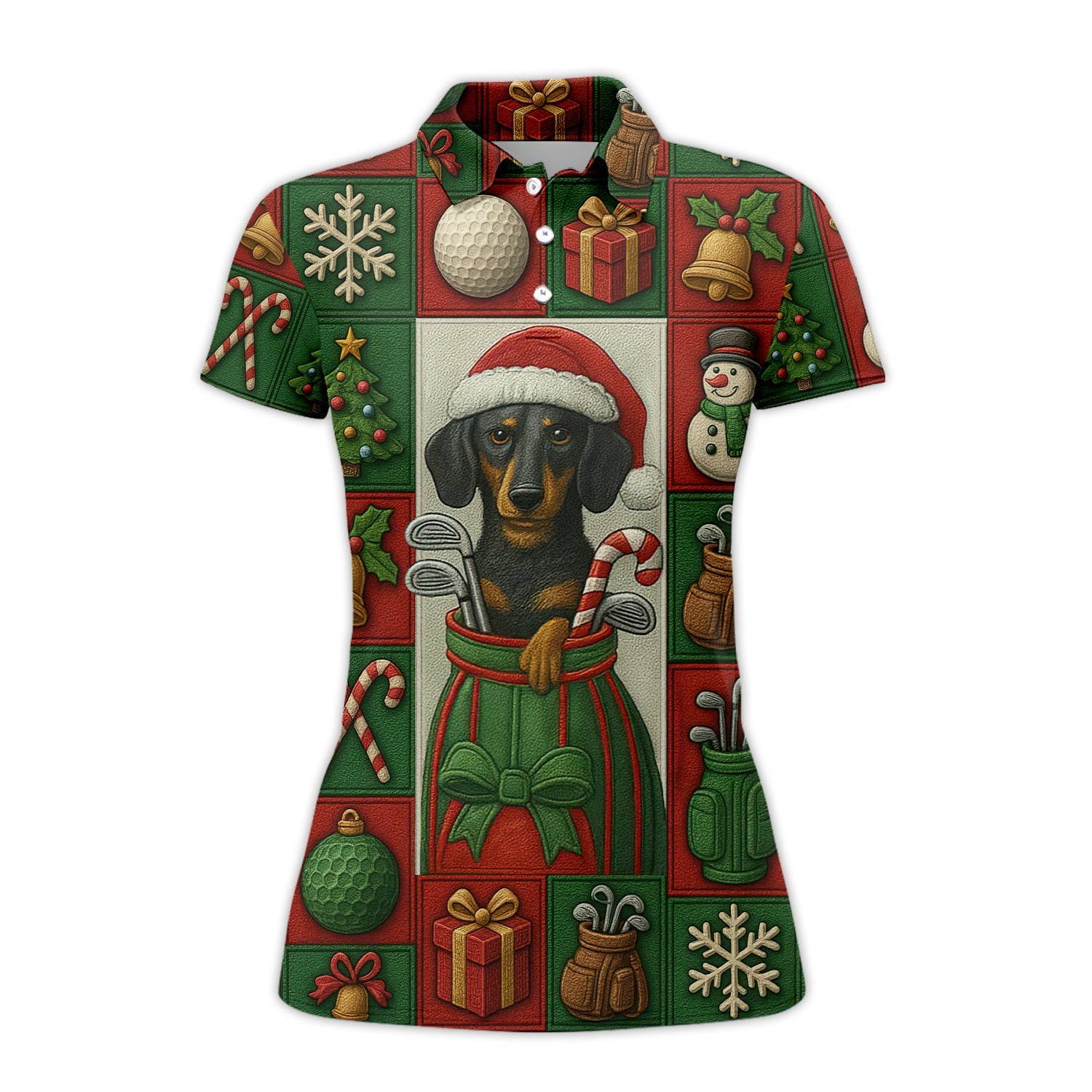 Funny Golf Shirt For Men, Dachshund Golf Shirt For Golfer, Christmas Golf Shirt For Dog Lovers