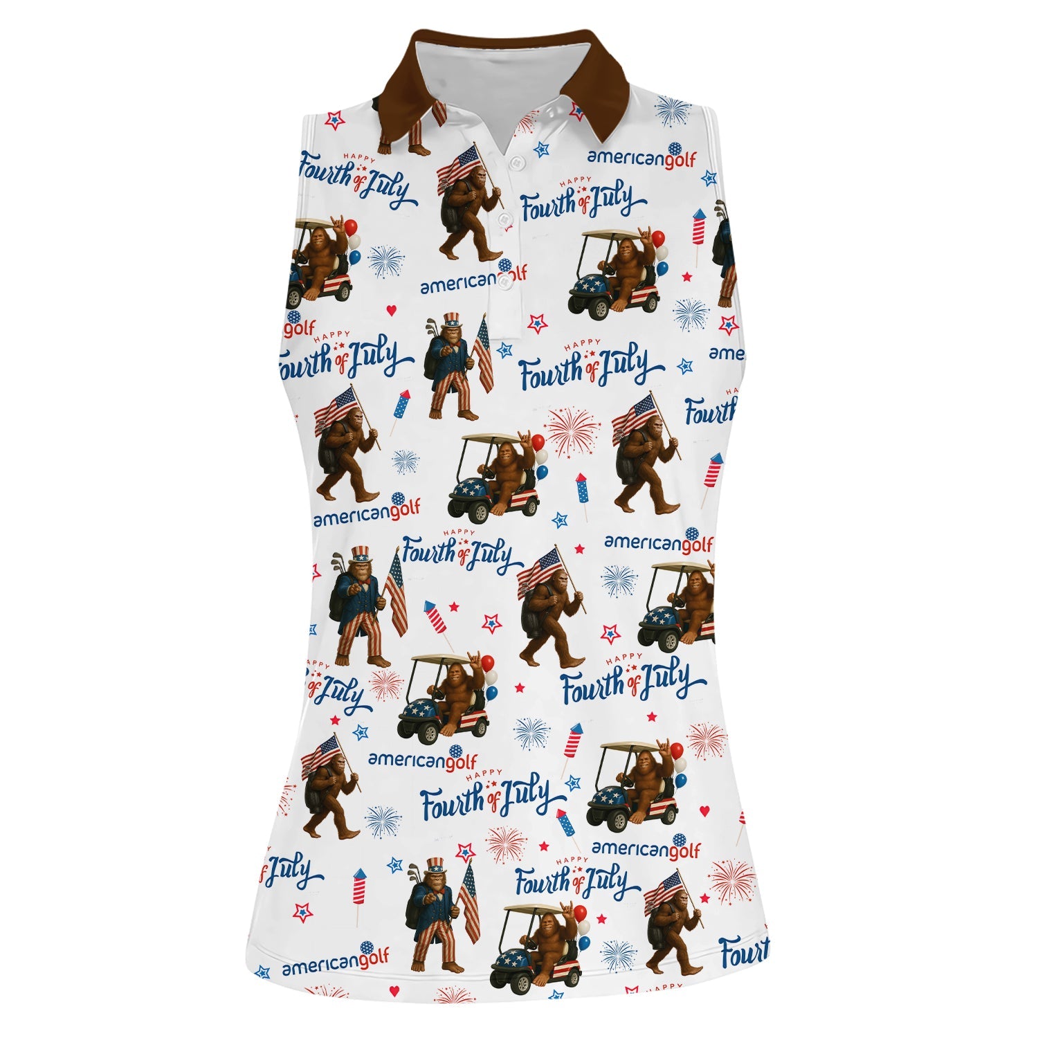 Fourth of July Golf Shirt – Bigfoot Golf Shirt with American Flag – Patriotic Golf Polo for Golfers