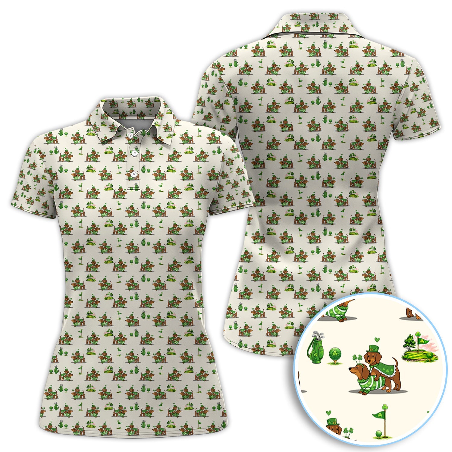 St Patrick’s Day Dachshund Patrick Golf Shirt, Wiener Dog Golf Polos For Men, Golf Gift For Golfer