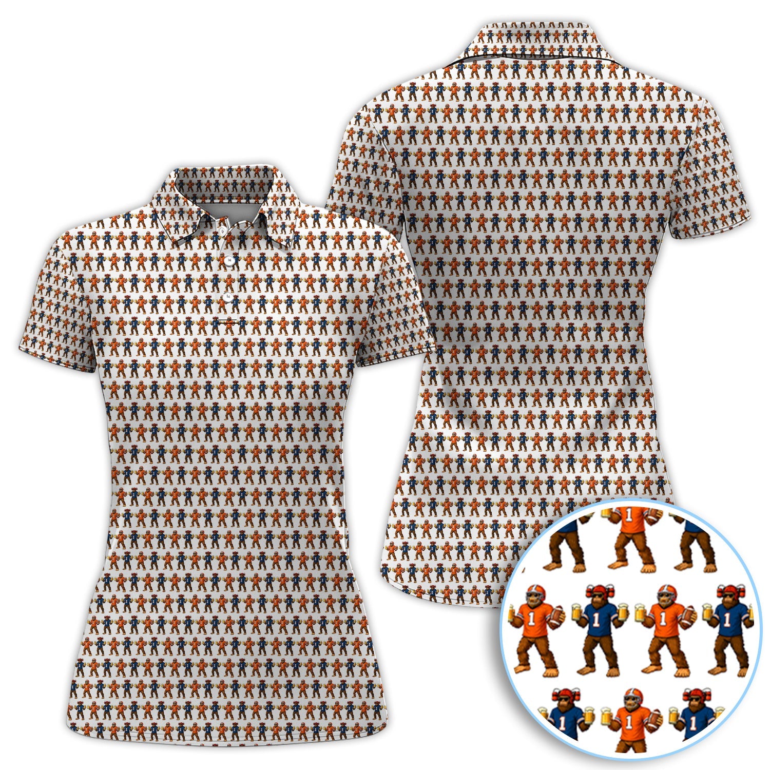 Bigfoot And Beer Pattern Golf Shirt, Sasquatch Golf Polos For Golfer, Golf Gift For Men