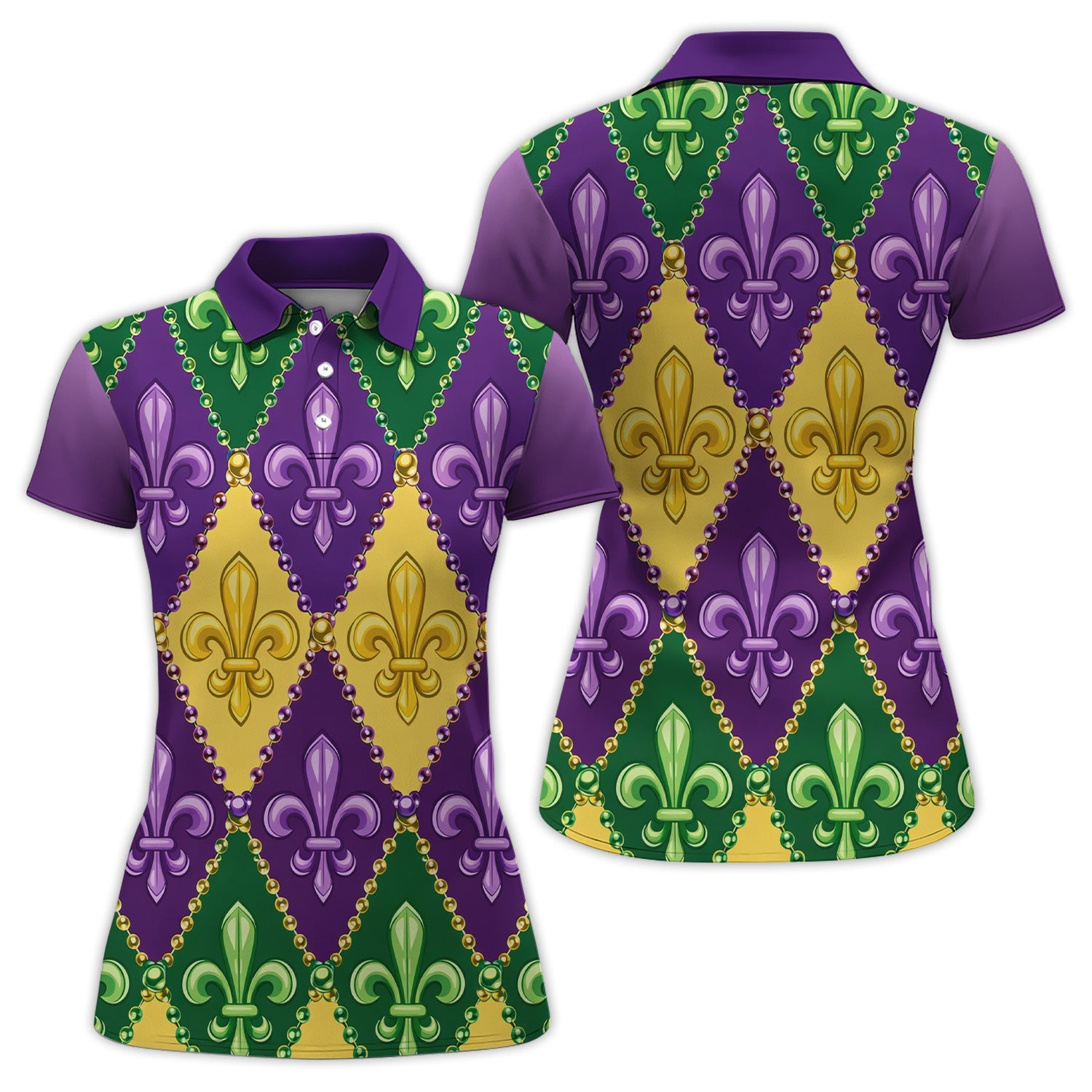 Crazy Mardi Gras Golf Shirt, Holiday Golf Polos For Men, Golf Gift For Golfer