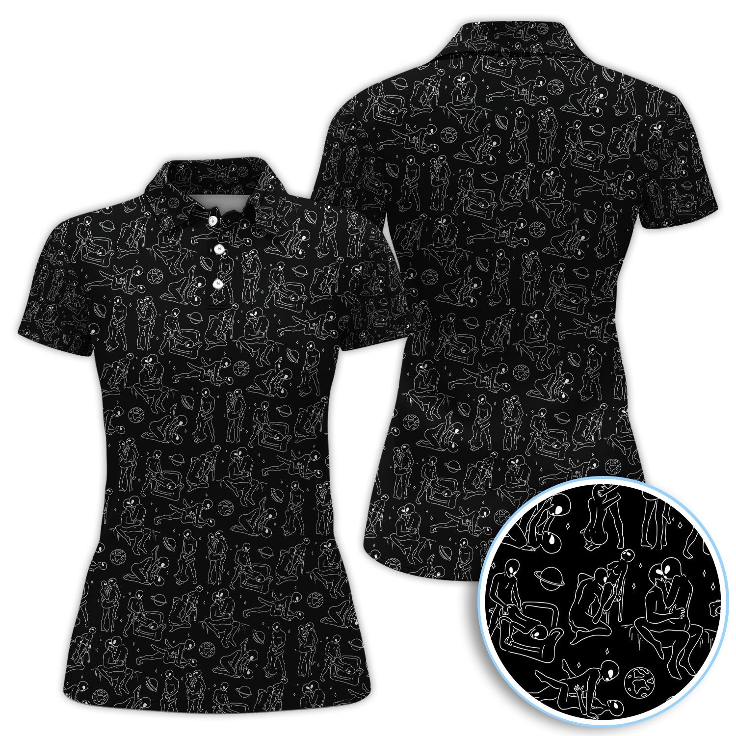 Minimalist Line Art Human Pattern Golf Polos, Funny Golf Shirt For Men, Crazy Golf Gift For Golfer