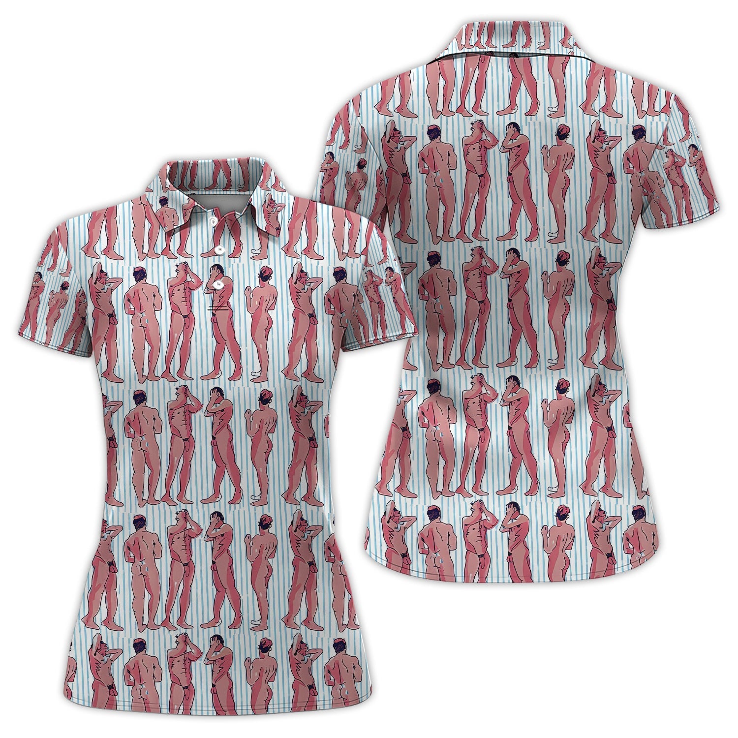 Abstract Figure Pattern Golf Polos, Crazy Modern Artistic Golf Shirt For Men, Golf Gift For Golfer