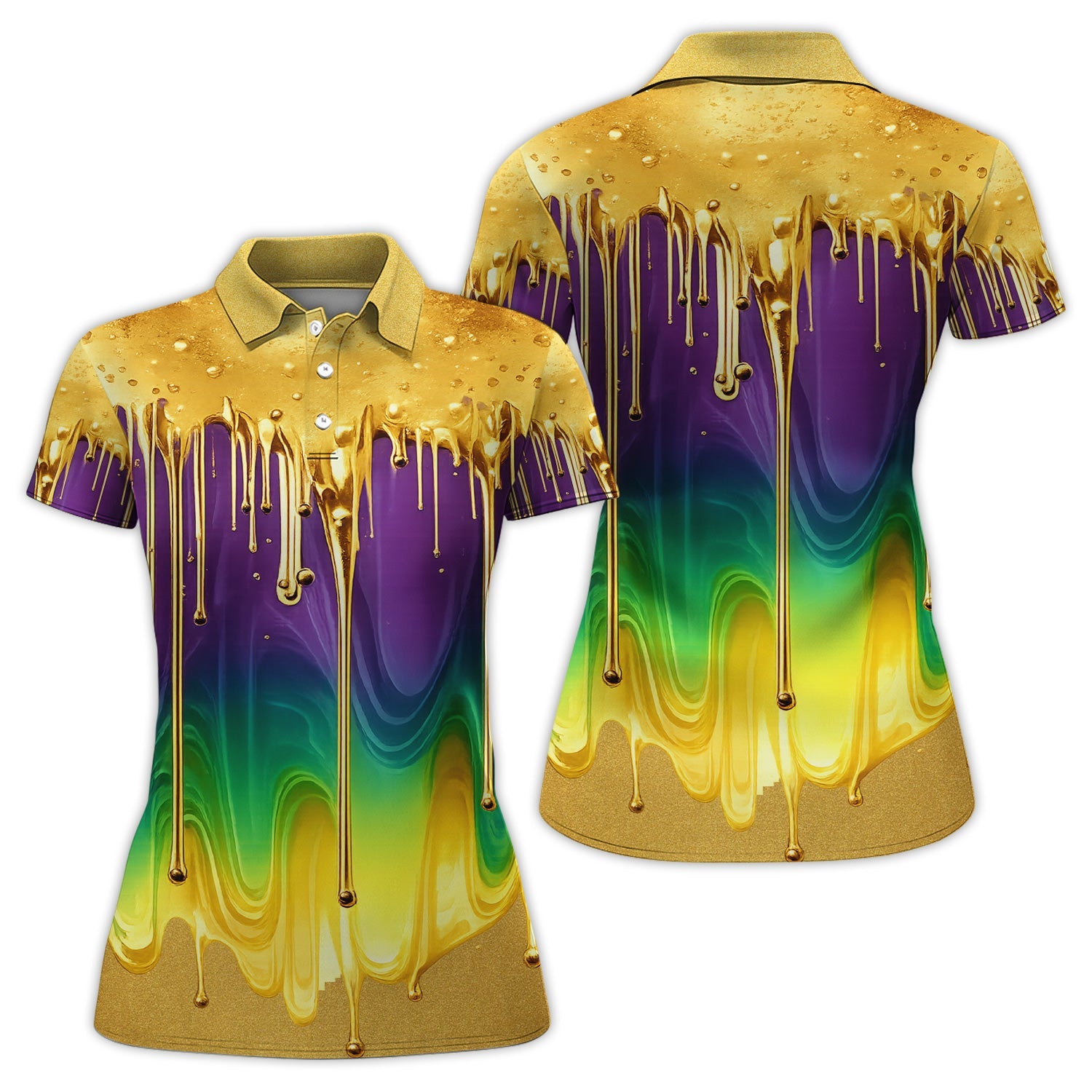Mardi Gras Gradient Golf Shirt, Holiday Golf Polos For Men, Golf Gift For Golfer
