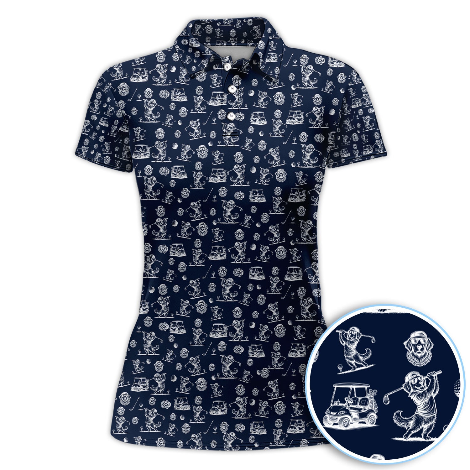 Funny Dachshund Pattern Golf Polos, Wiener Dog Golf Shirt For Golfer, Dog Dad Gift